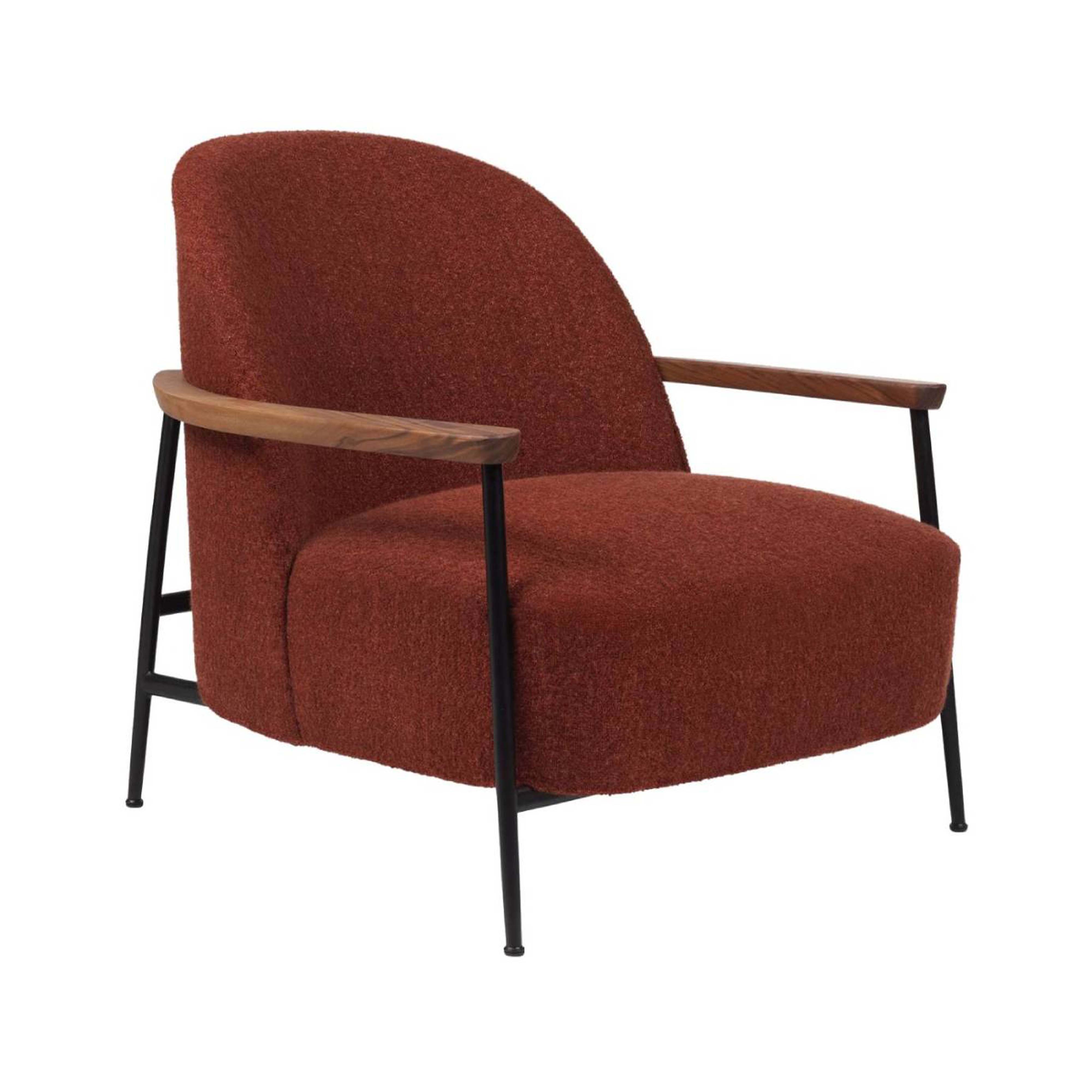 Sejour Lounge Chair with Armrest: Black Matt + Oak