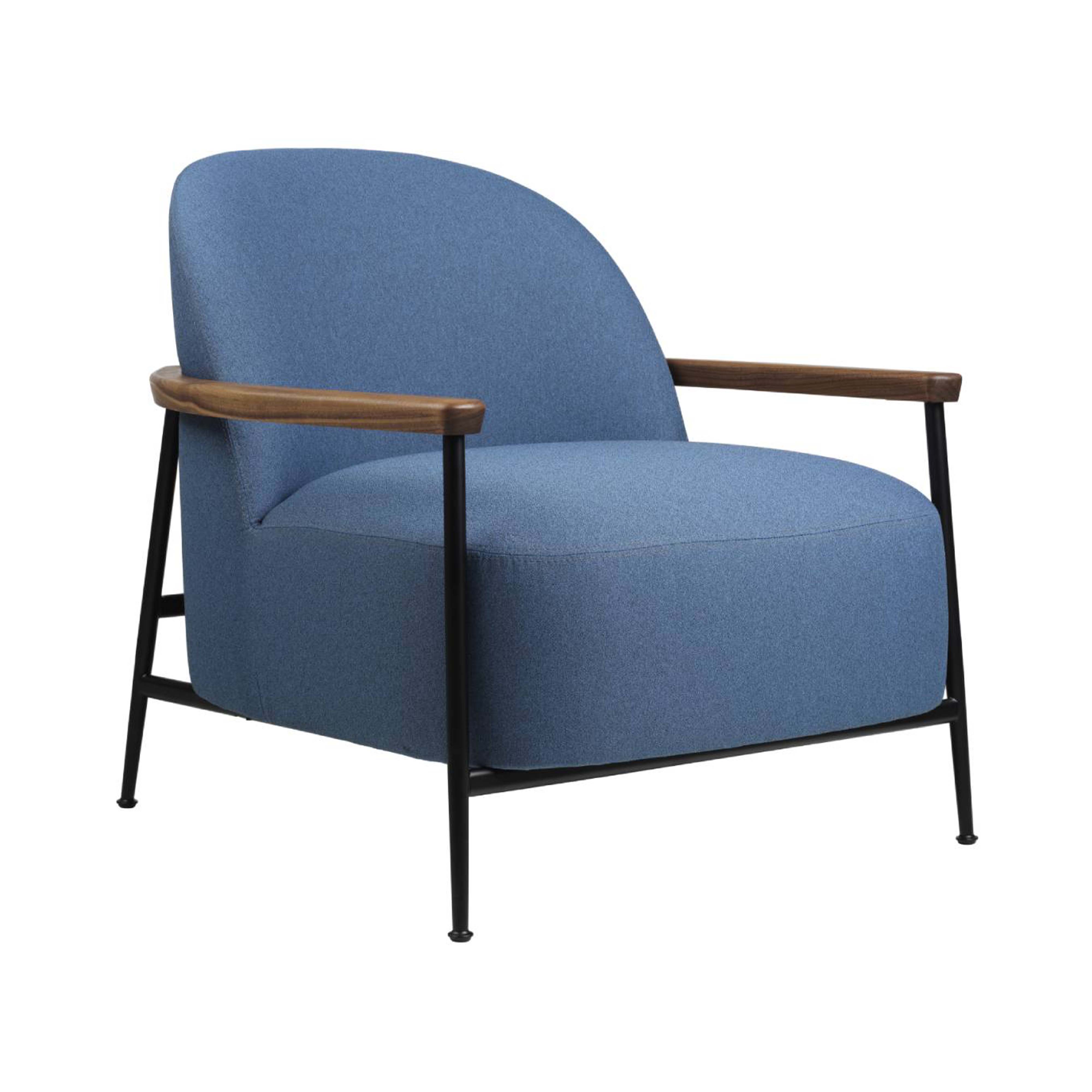 Sejour Lounge Chair with Armrest: Black Matt + Oak