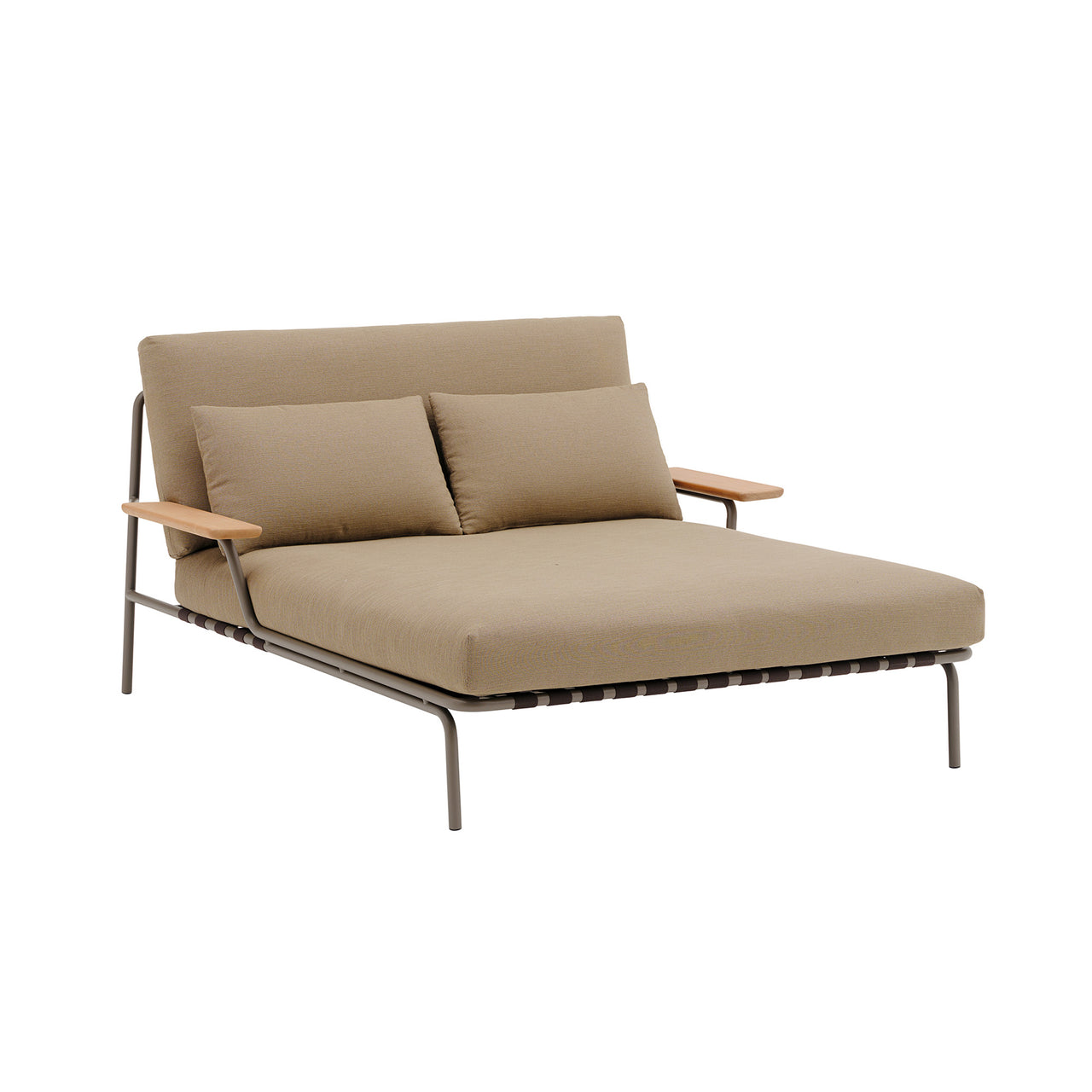 Settle Lounge Bed: With Armrest + Taupe + Ribbed Weave