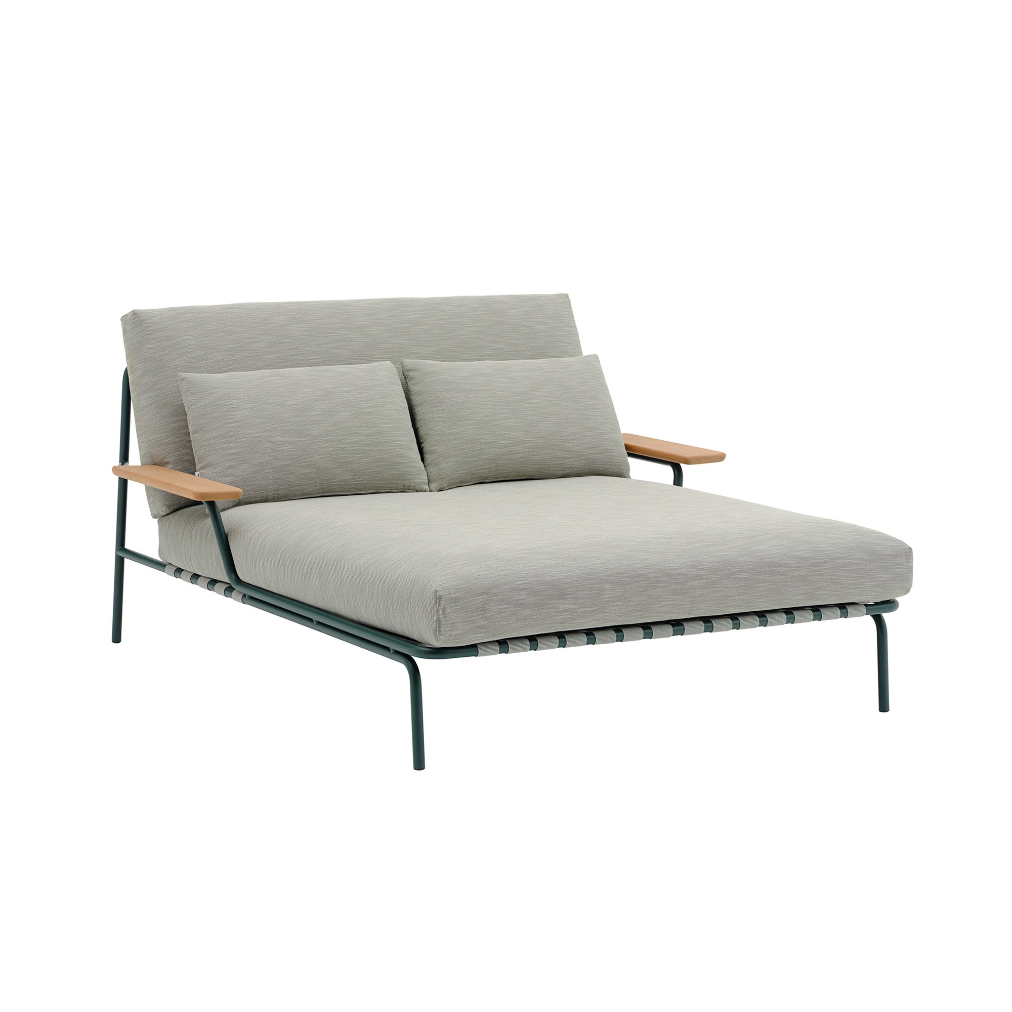 Settle Lounge Bed: With Armrest + Dark Green + Ribbed Weave