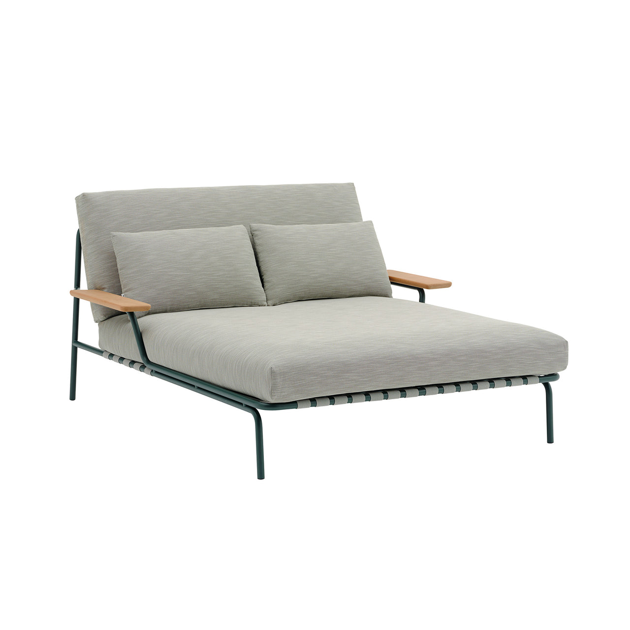 Settle Lounge Bed: With Armrest + Dark Green + Ribbed Weave
