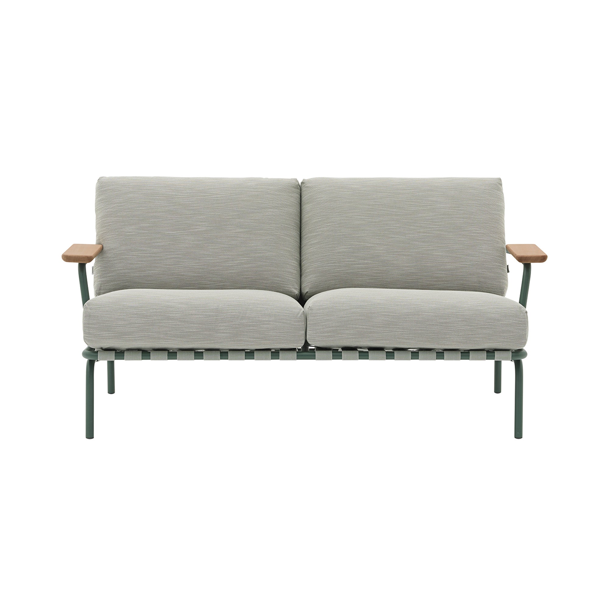 Settle Sofa: 2 Seater + With Armrest + Dark Green + Ribbed Weave