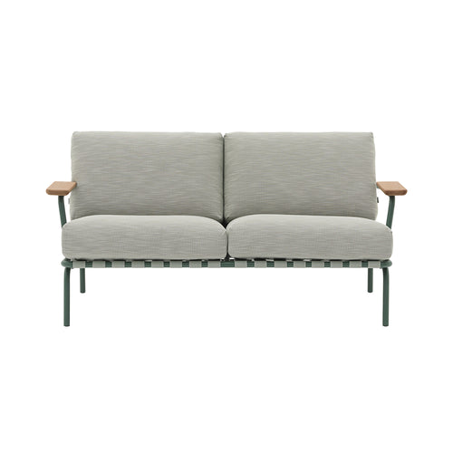 Settle Sofa: 2 Seater + With Armrest + Dark Green + Ribbed Weave