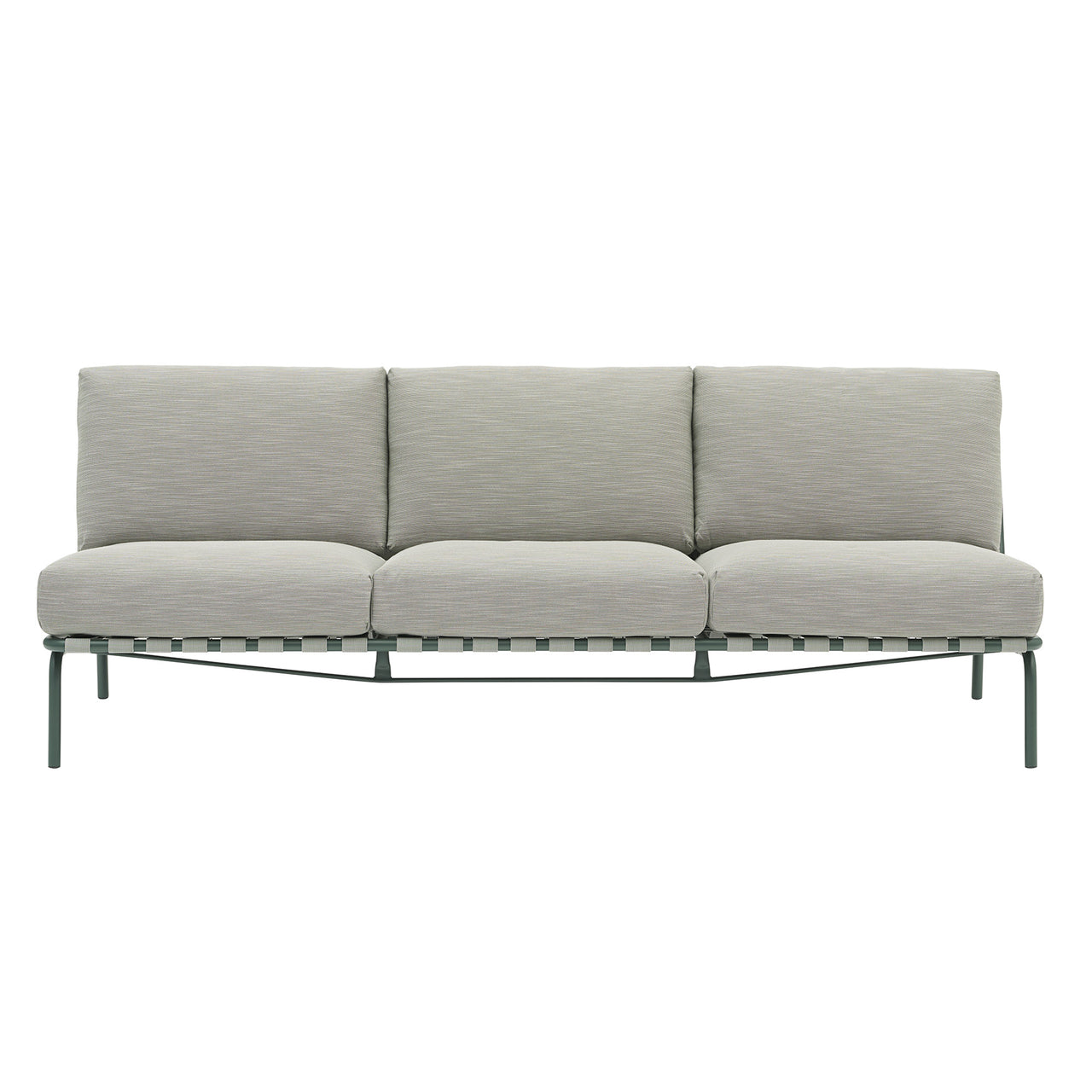 Settle Sofa: 3 Seater + Without Armrest + Dark Green + Ribbed Weave
