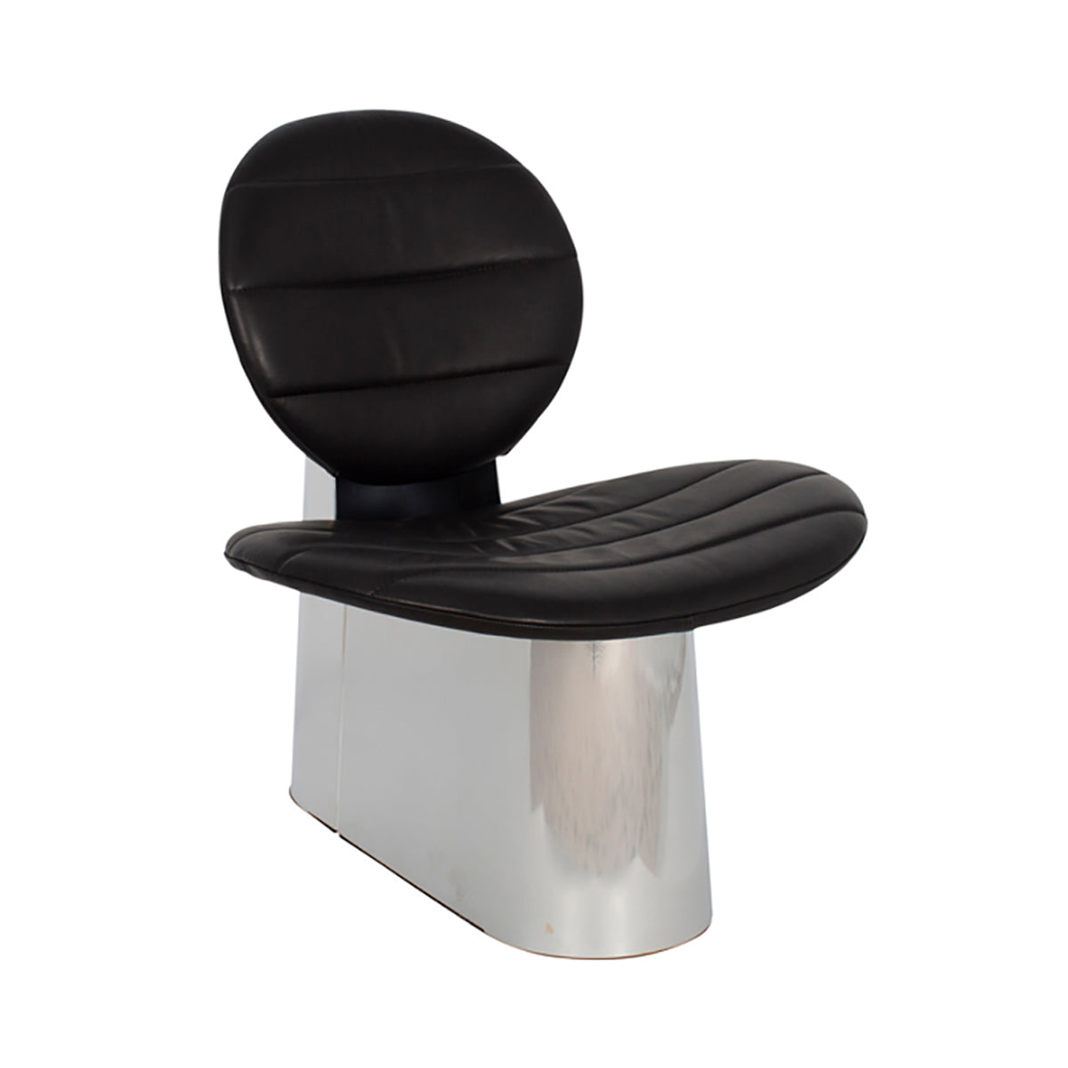 Pilota Lounge Chair: Silver + Black Leather