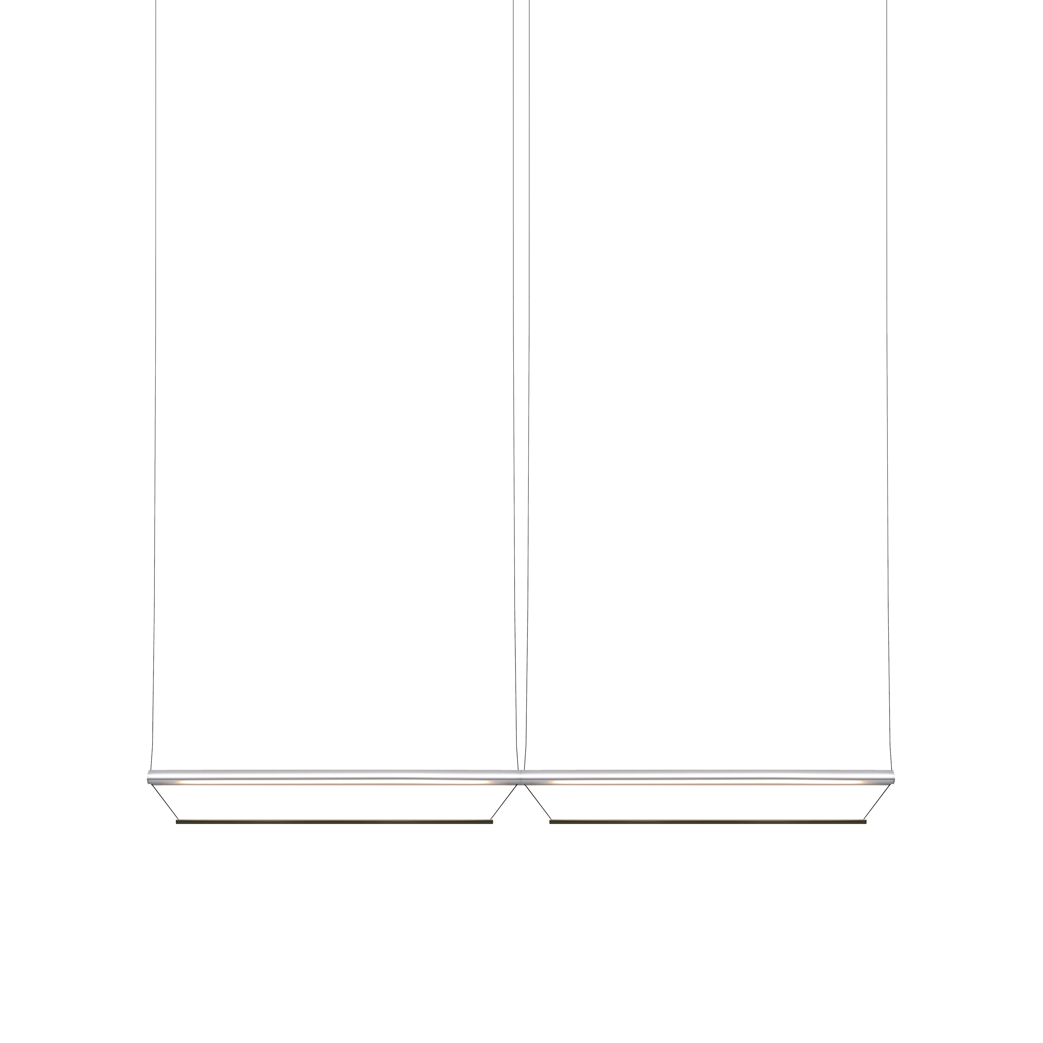 Tier 100 Horizontal Pendant Light: 2H + Anodized Silver + Emerald 