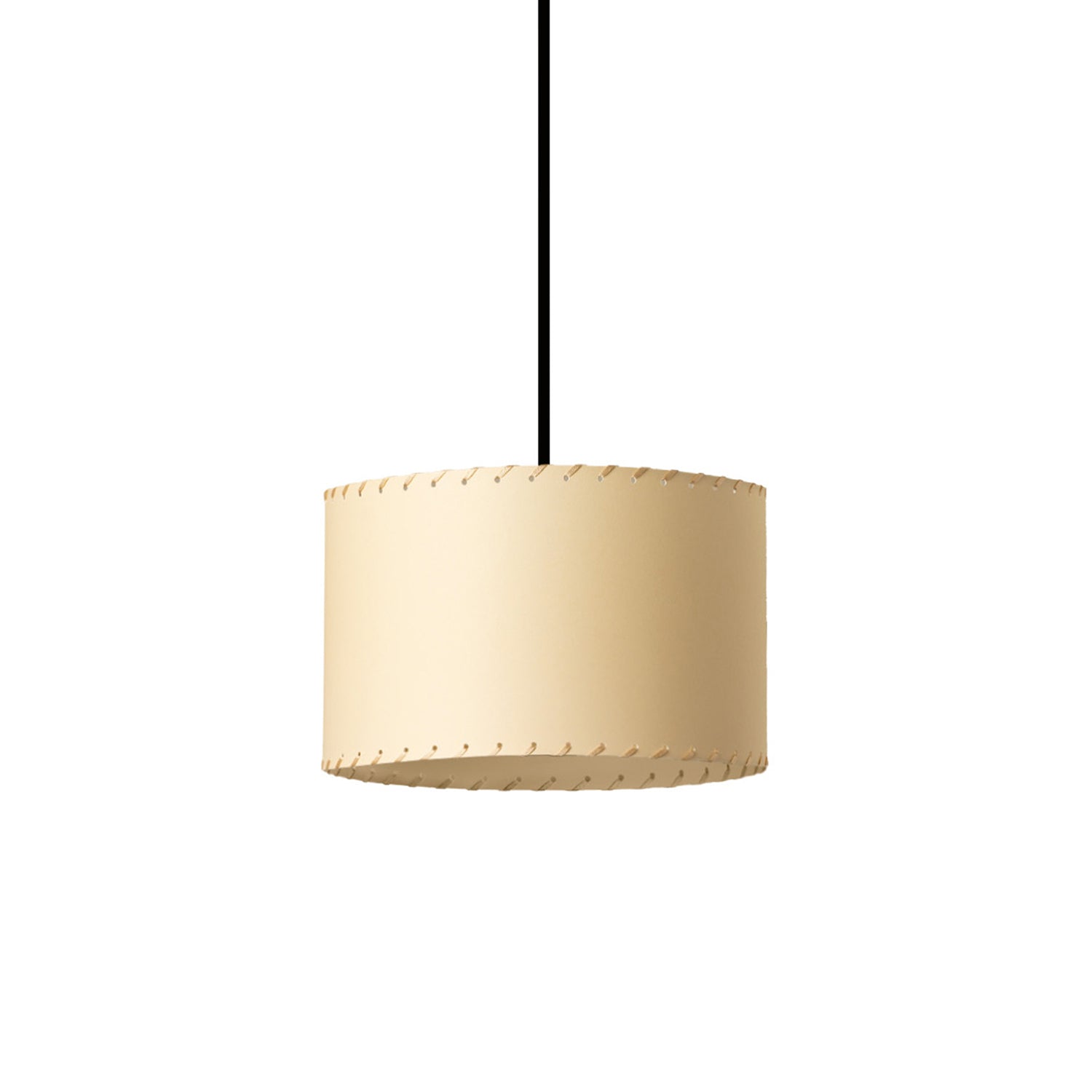 Sisisi Cilindricas PT2 Pendant Lamp: Stitched Beige Parchment + Black