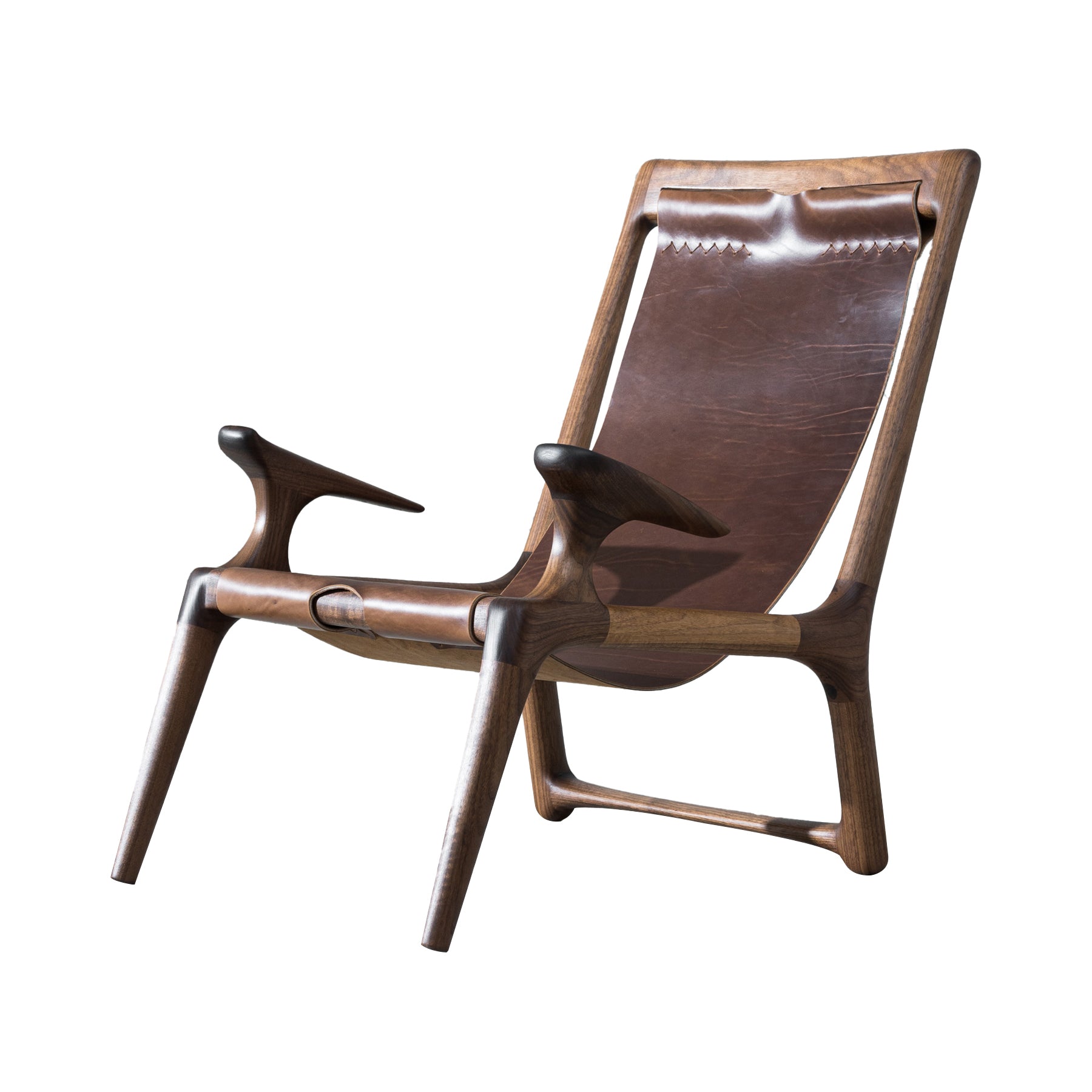 The Sling Chair: Walnut + Detached Arm + Brown