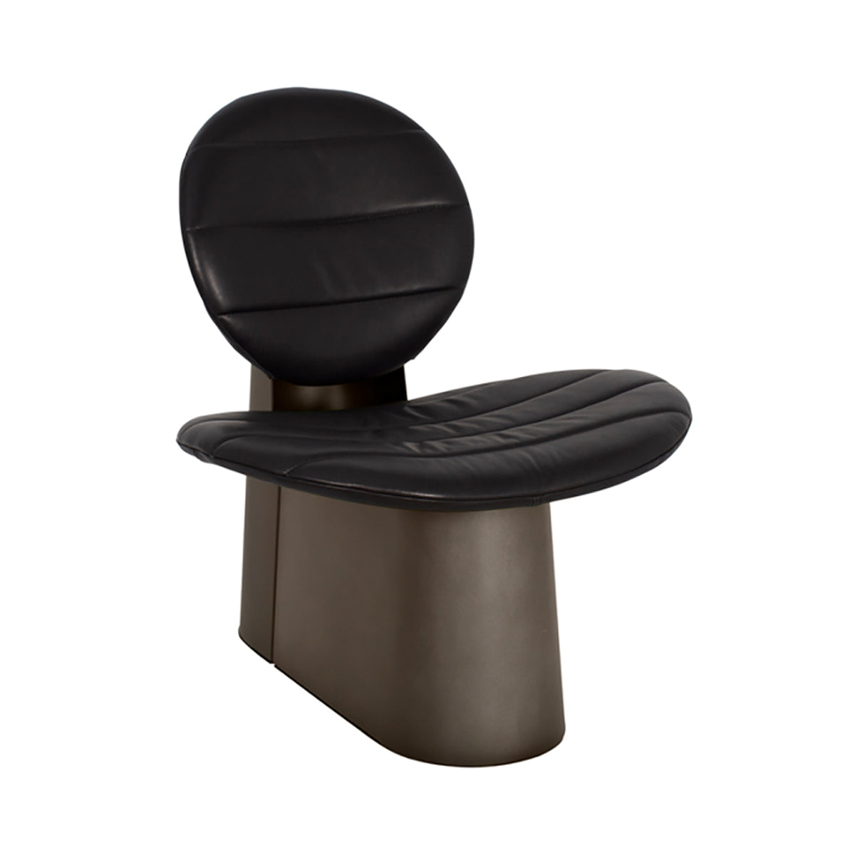 Pilota Lounge Chair: Smoky Grey + Black Leather