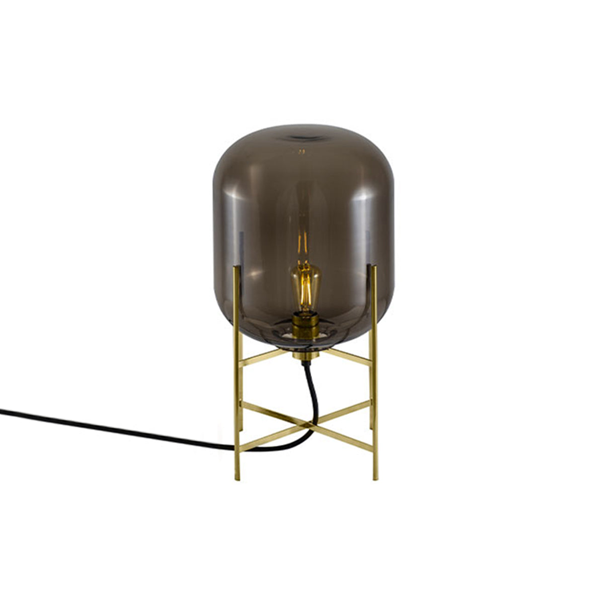 Oda Table Lamp: Smoky Grey + Brass