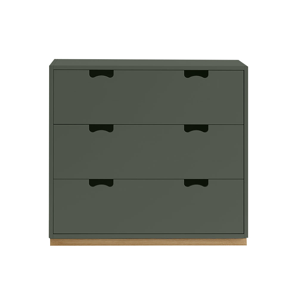 Snow A Storage Unit with Drawers: Green Khaki + Snow A3 + Natural Oak