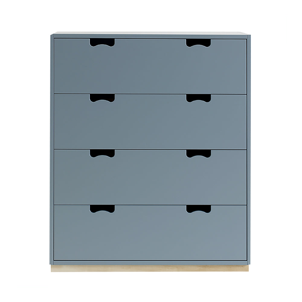 Snow A Storage Unit with Drawers: Nordic Blue + Snow A + Natural Oak