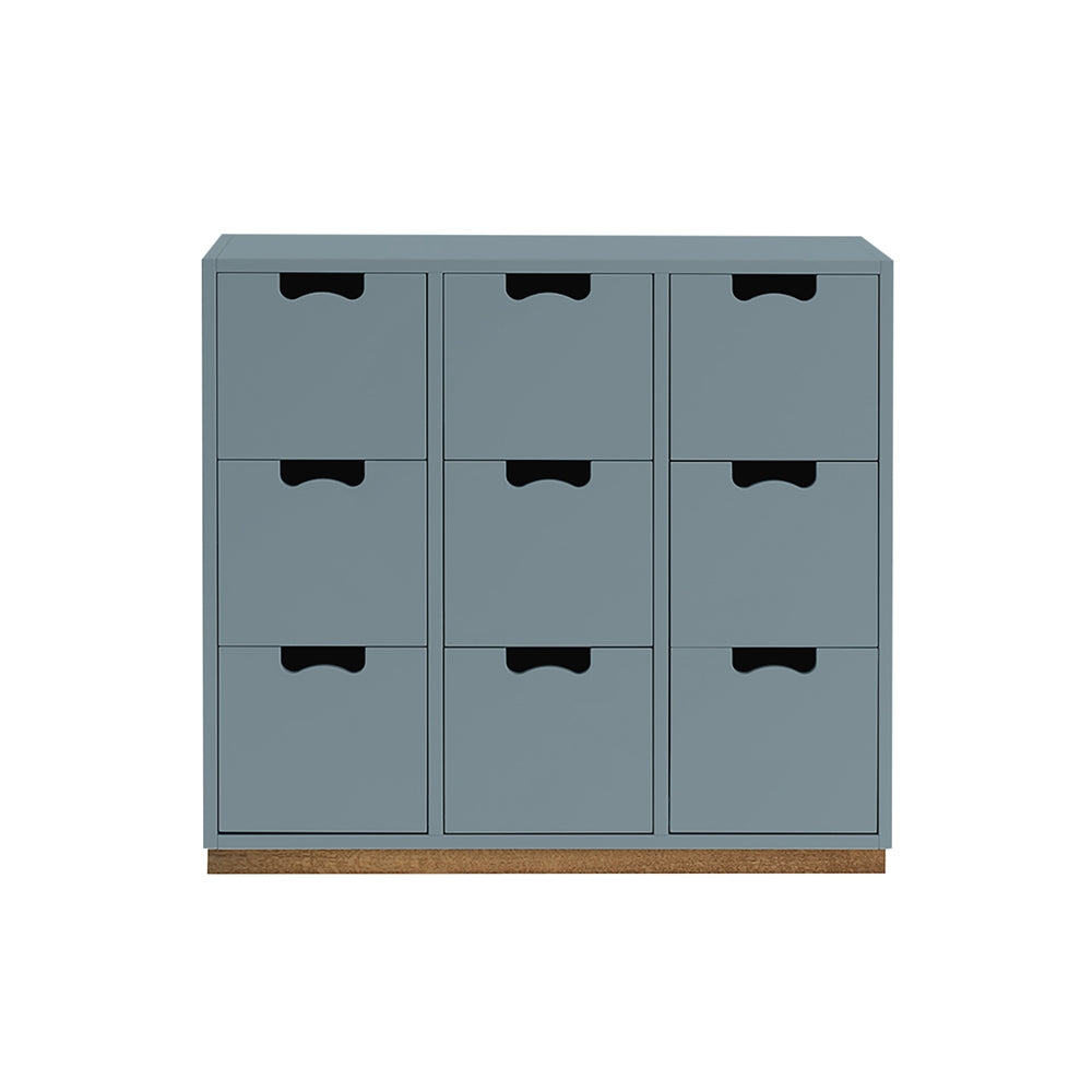 Snow B Storage Unit with Drawers: Nordic Blue + Snow B3 + Natural Oak