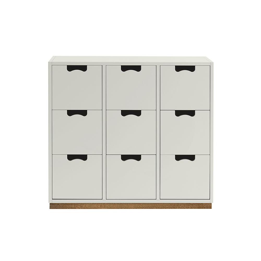 Snow B Storage Unit with Drawers: White + Snow B3 + Natural Oak