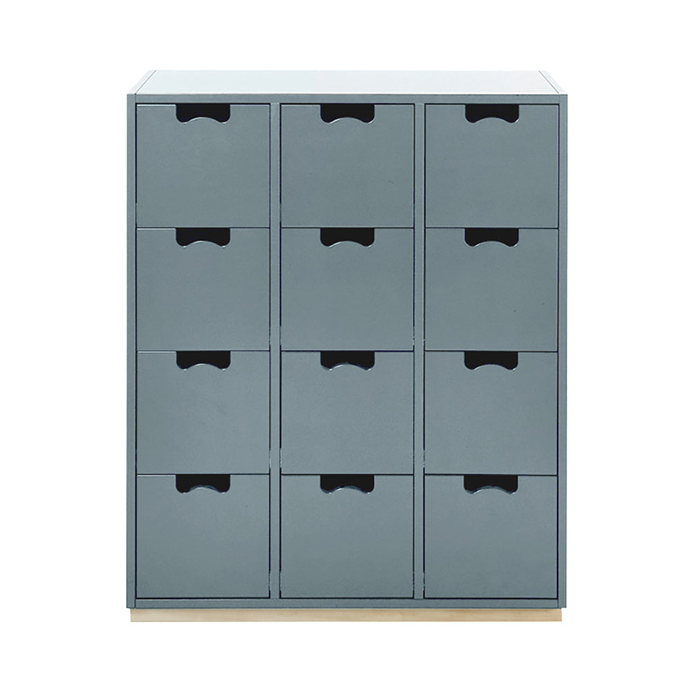 Snow B Storage Unit with Drawers: Nordic Blue + Snow B + Natural Oak