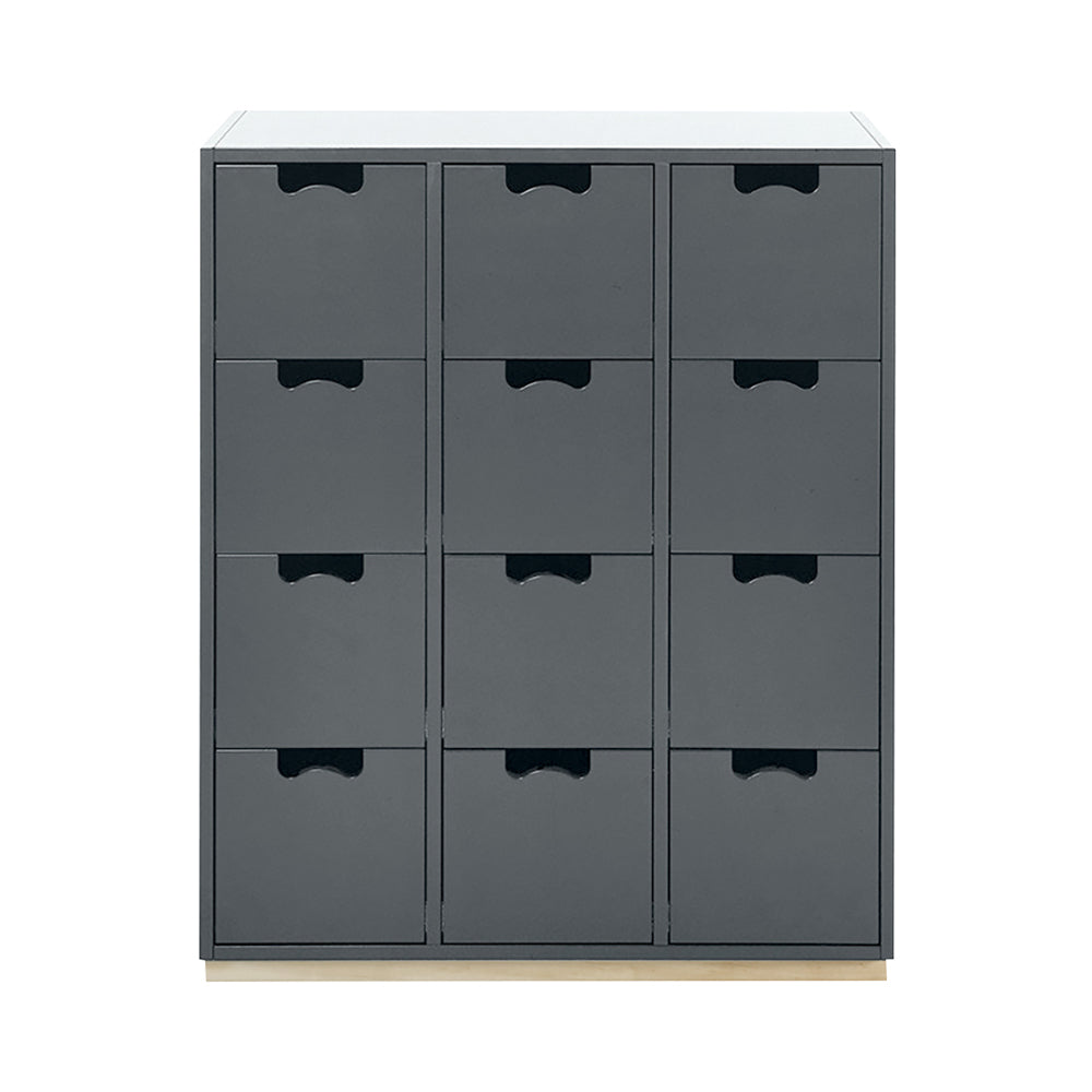 Snow B Storage Unit with Drawers: Storm Grey + Snow B + Natural Oak