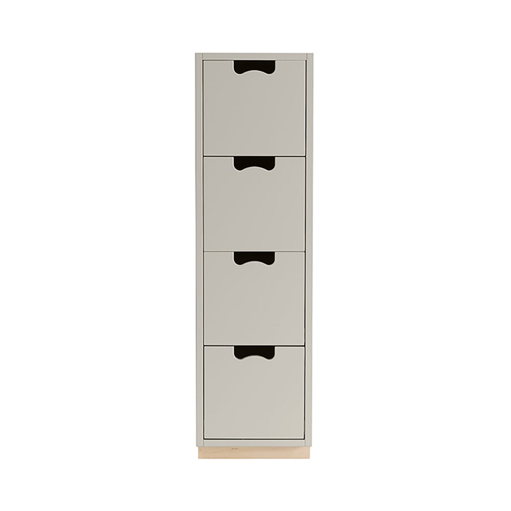 Snow J Storage Unit with Drawers: 4 + Light Grey + Natural Oak
