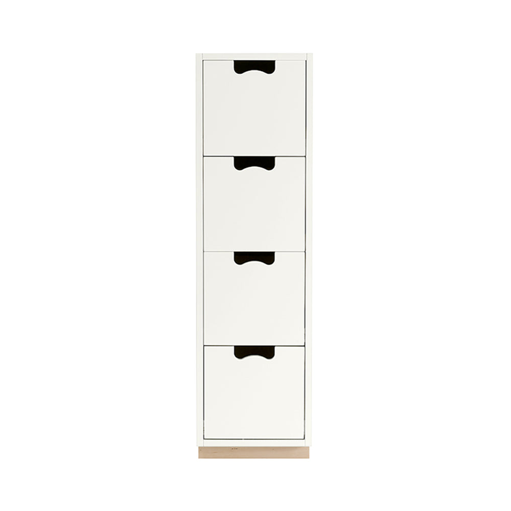 Snow J Storage Unit with Drawers: 4 + White + Natural Oak