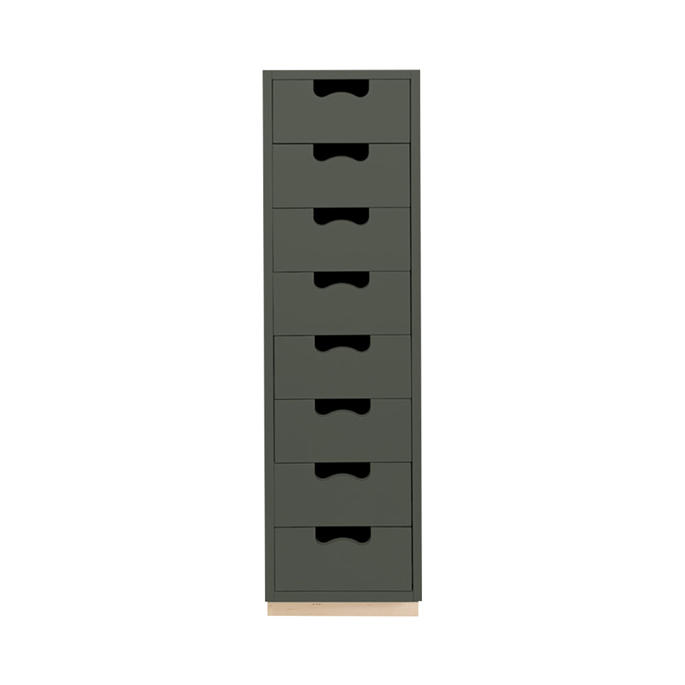 Snow J Storage Unit with Drawers: 8 + Green Khaki
