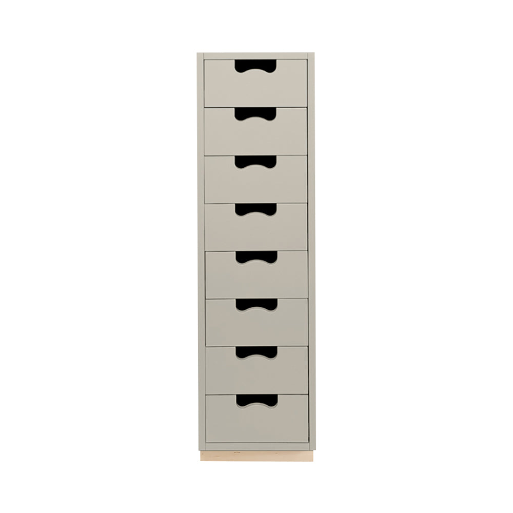 Snow J Storage Unit with Drawers: 8 + Light Grey