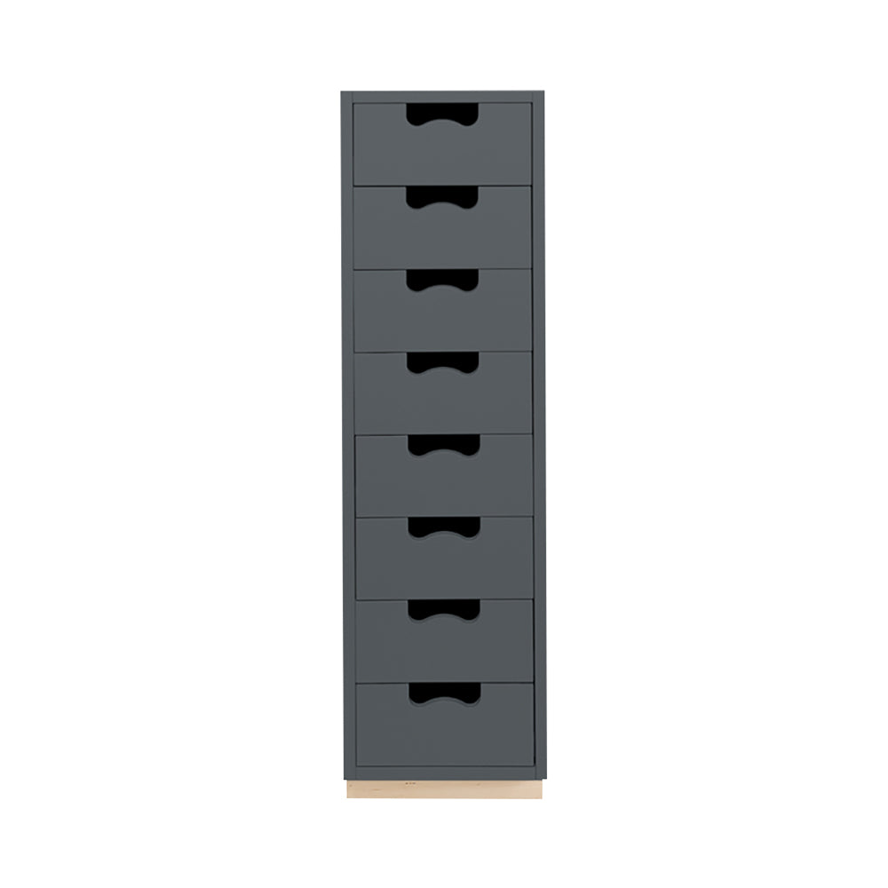 Snow J Storage Unit with Drawers: 8 + Storm Grey