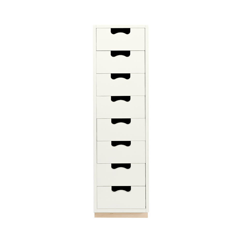 Snow J Storage Unit with Drawers: 8 + White