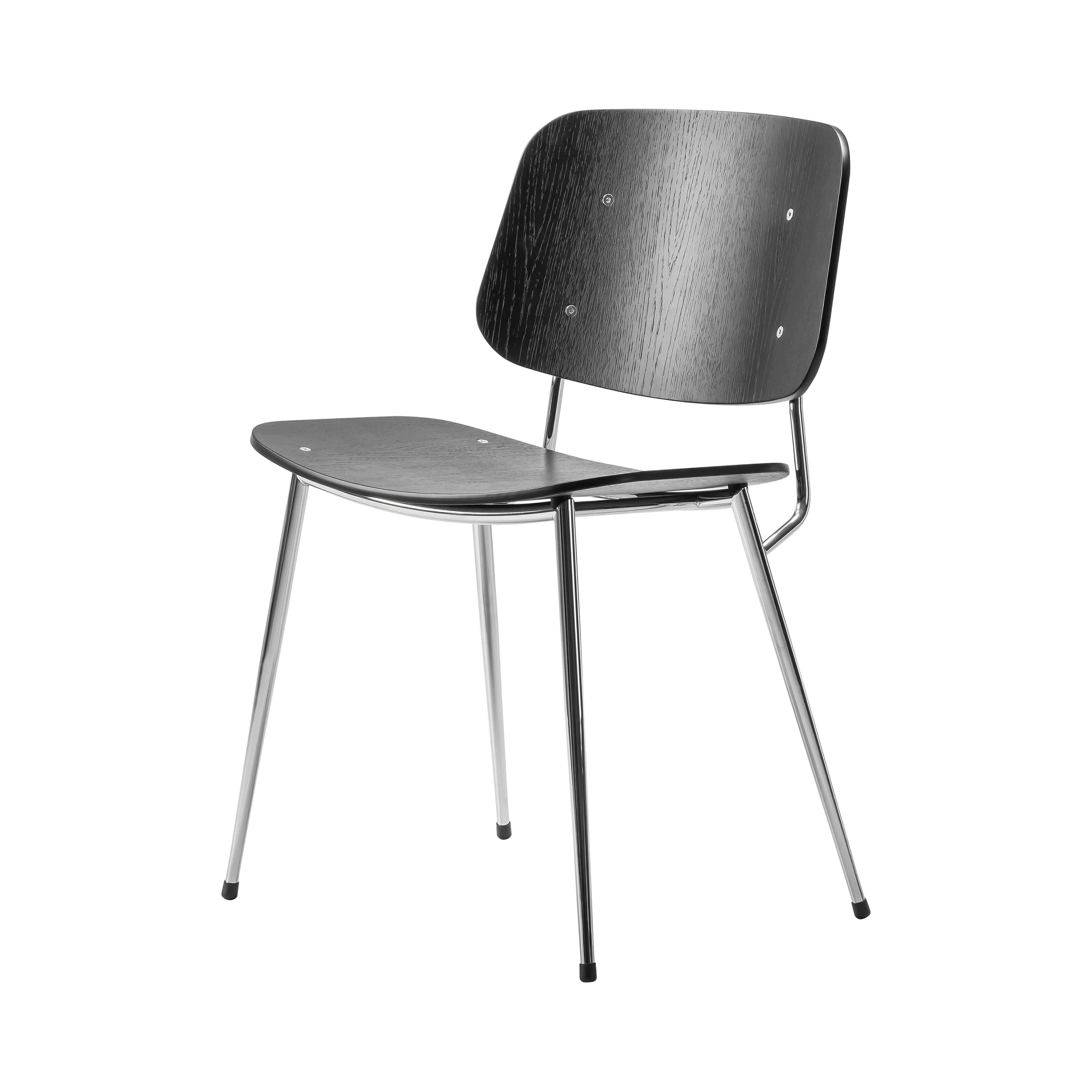 Soborg Chair: Metal Base + Black Lacquered Oak + Chrome