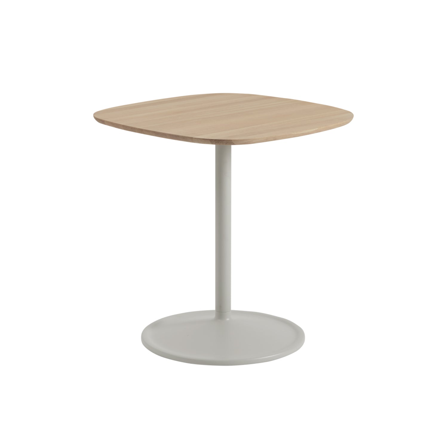 Soft Café Table: Square + Low + Solid Oak + Grey