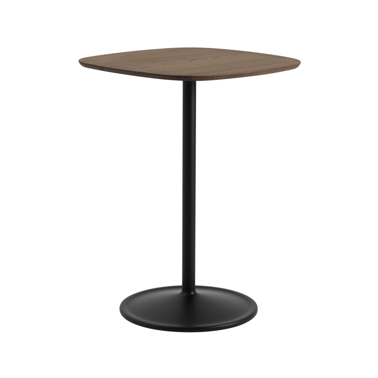 Soft Café Table: Square + Medium + Dark Oiled Oak + Black