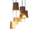Solid Pendant: 6 + Cone + Natural Oak + White