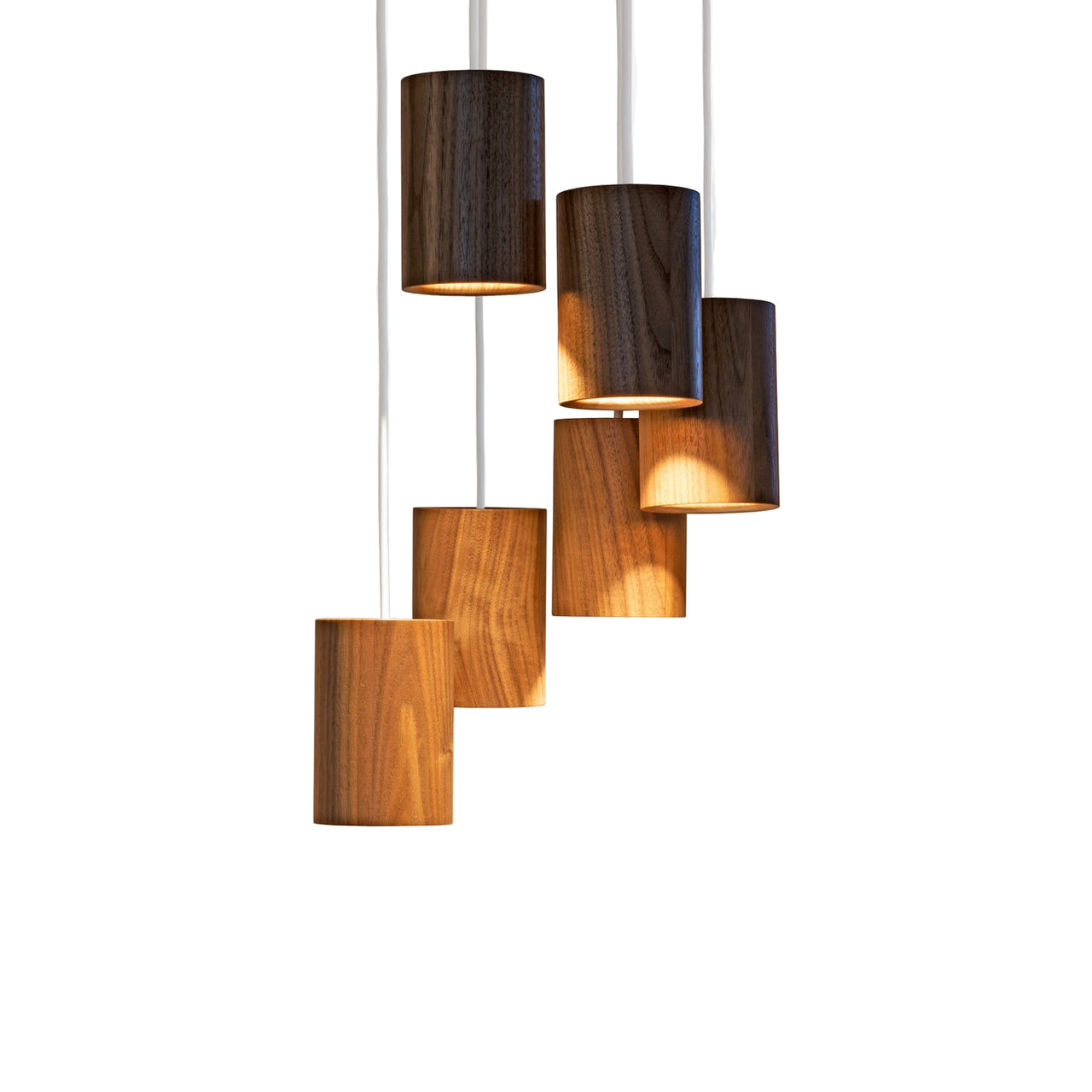 Solid Pendant: 6 + Cylinder + Walnut + White