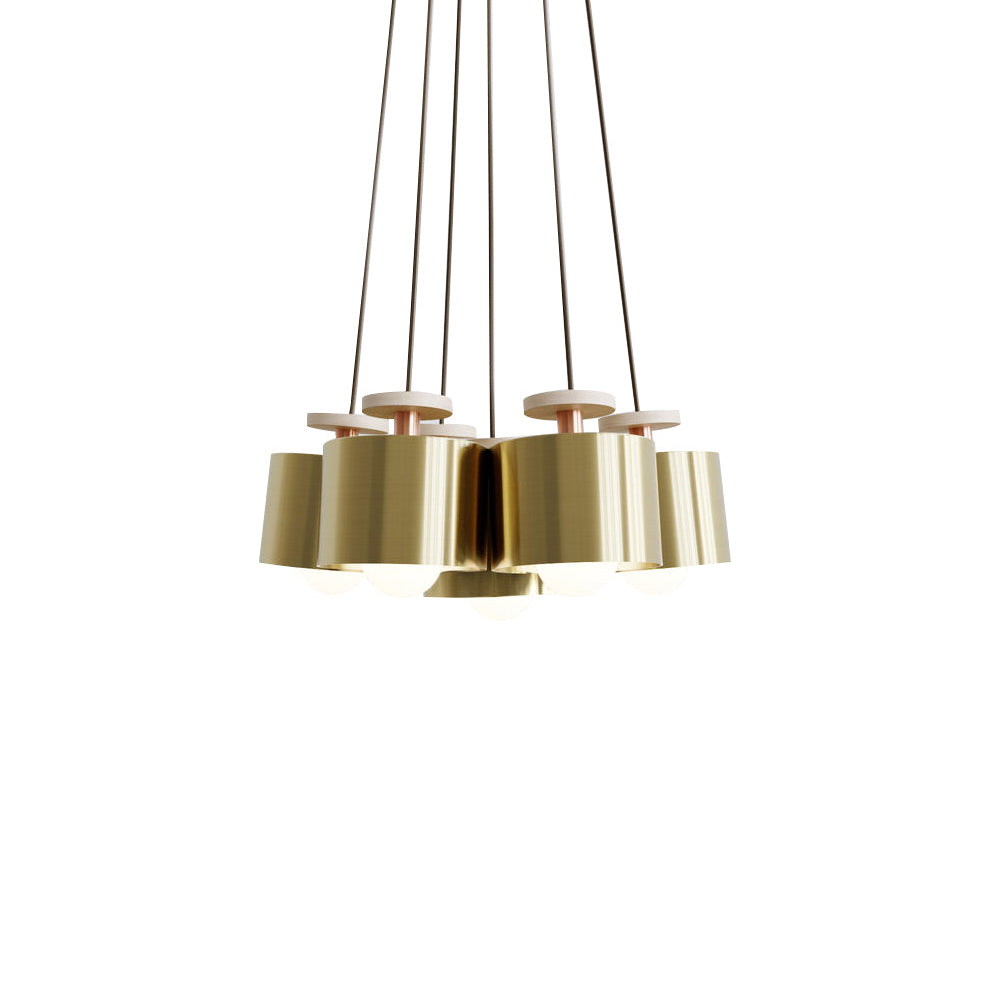 Spun Pendant Cluster: Brass + Matte White