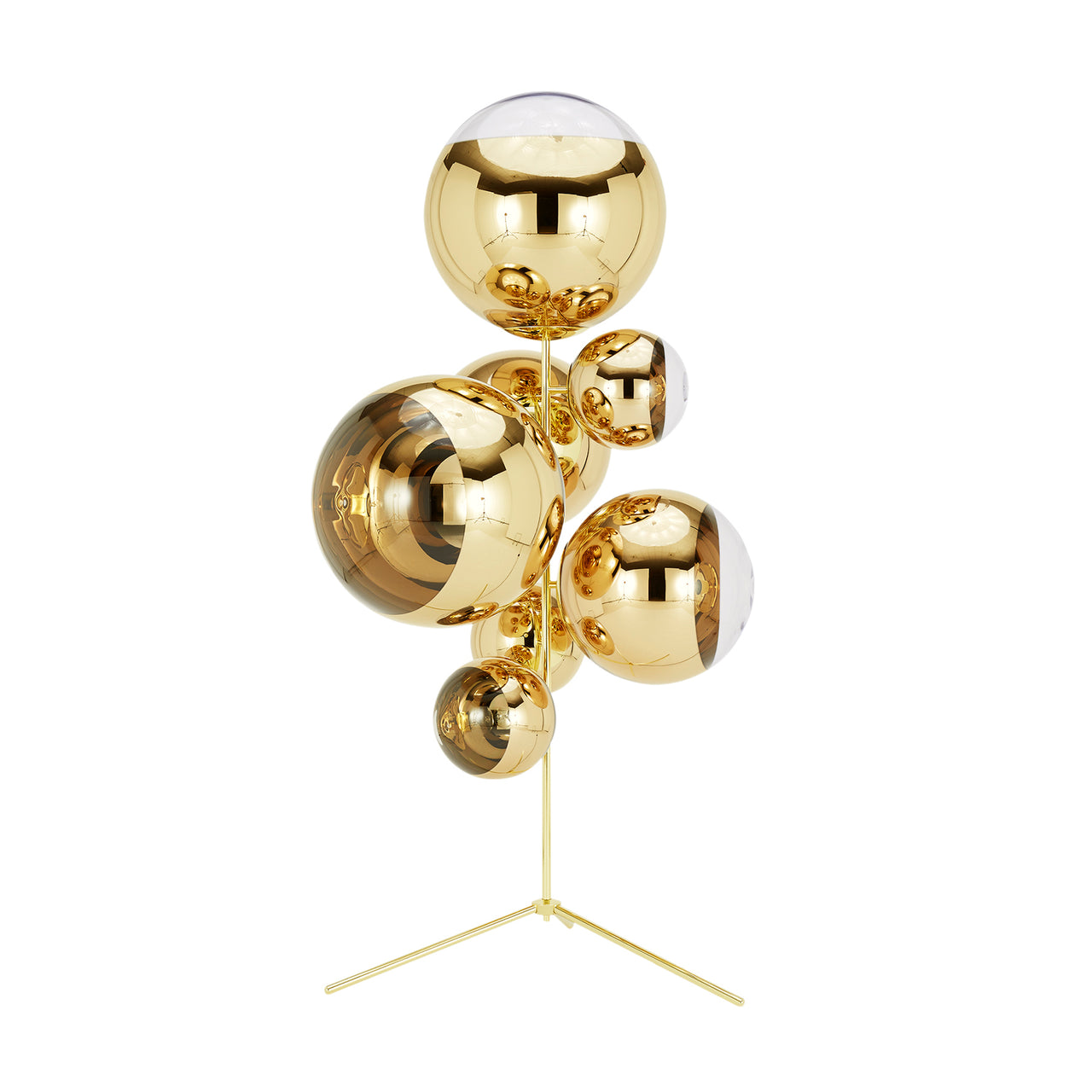 Mirror Ball Stand Chandelier: Gold