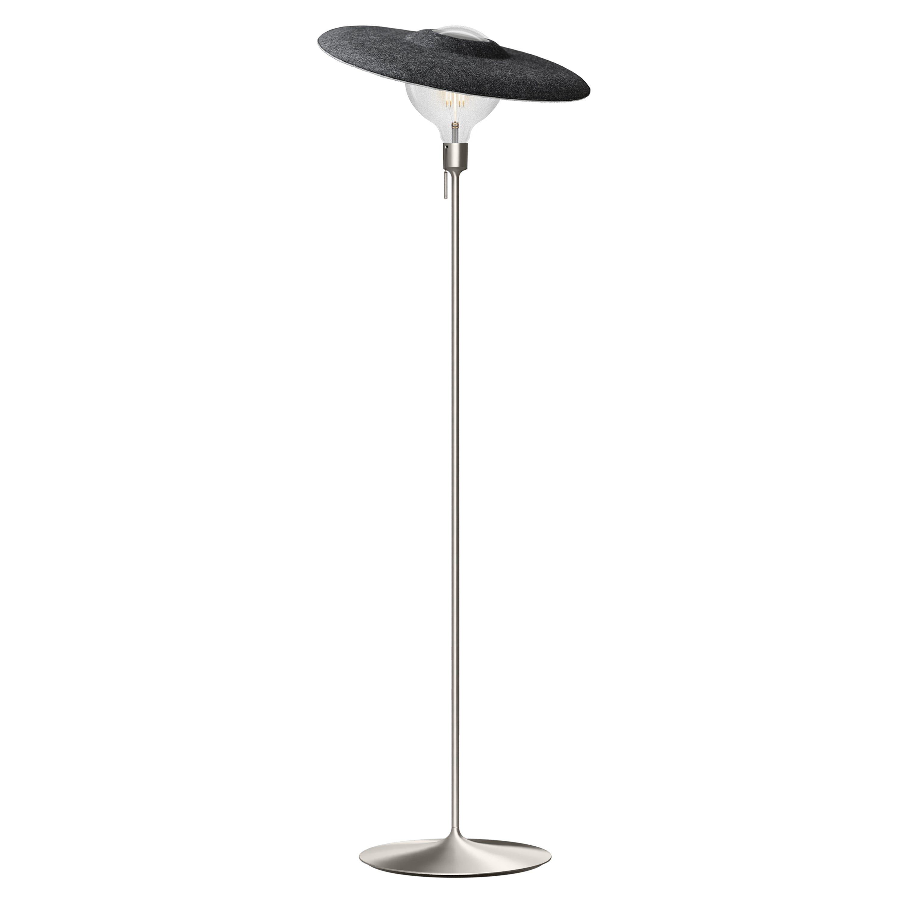 Shade Champagne Floor Lamp: Brushed Steel + With Bulb (3 W)