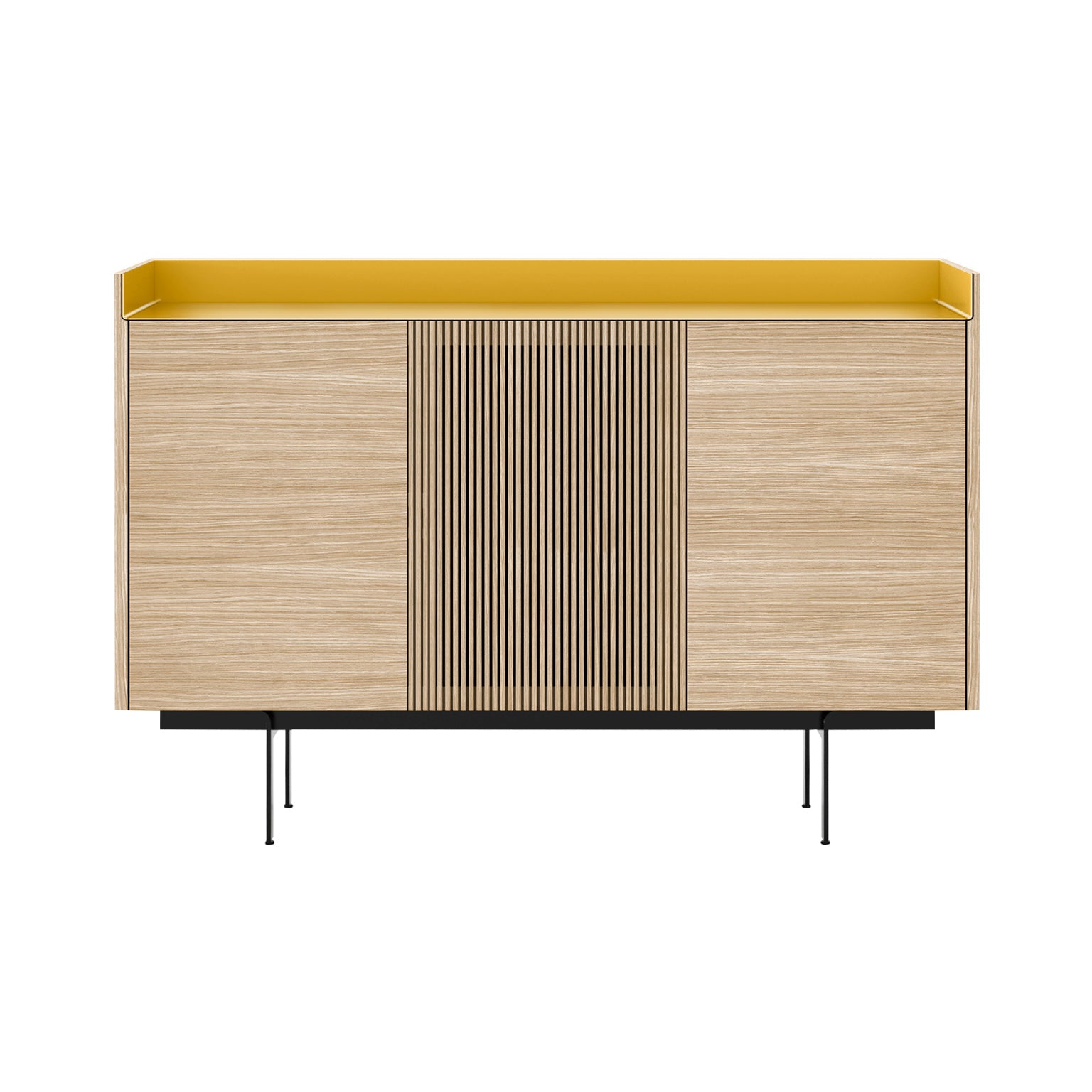 Stockholm STH334 Cupboard: Composition 3 + Whitened Oak + Anodized Aluminum Gold + Black