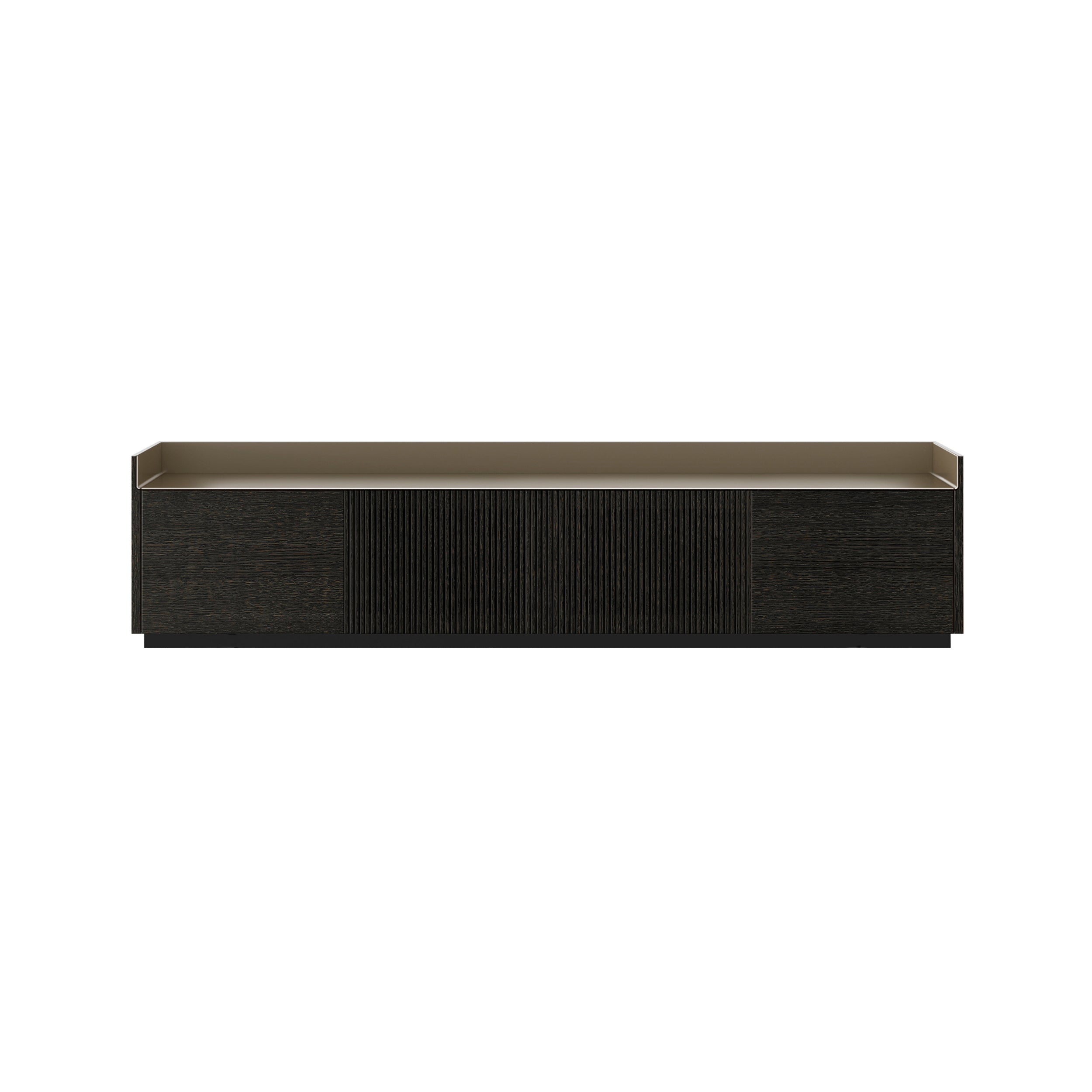 Stockholm STH403 Technic Sideboard: Composition 1 + Dark Grey Stained Oak + Anodized Aluminum Bronze + Black