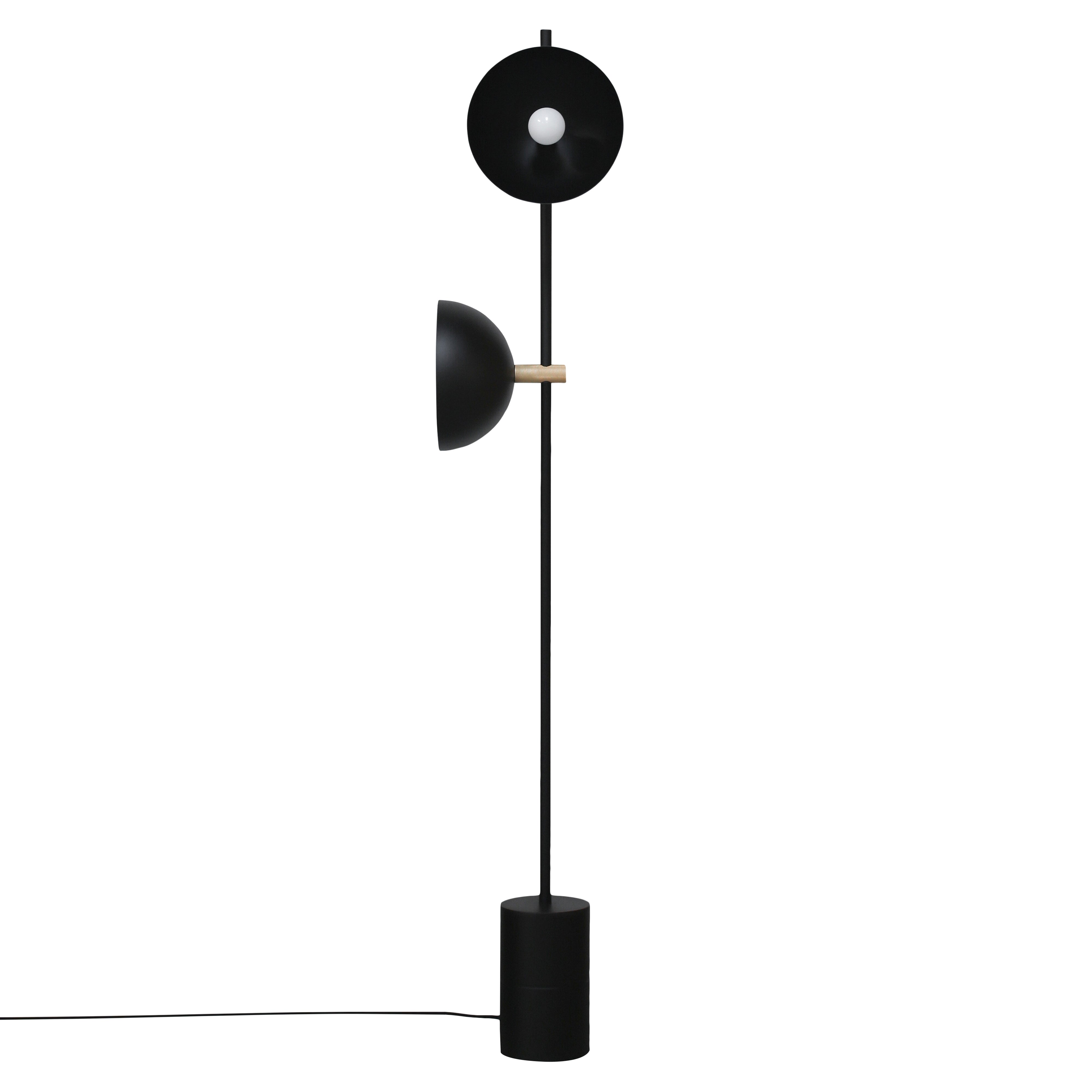 Studio Floor Lamp: Black + Brass + Without Diffuser