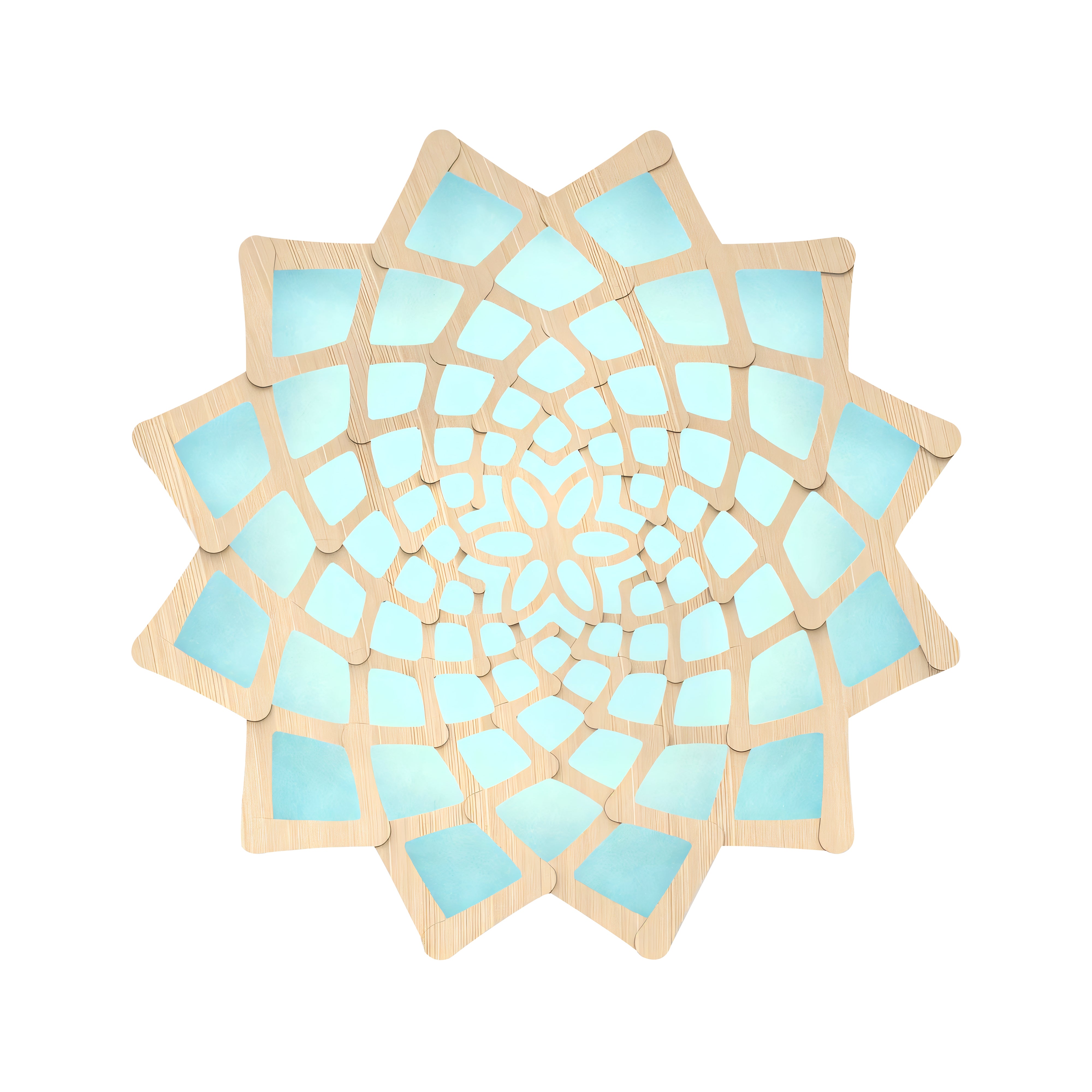 Sunflower Wall Light: Large + Bamboo + Blue