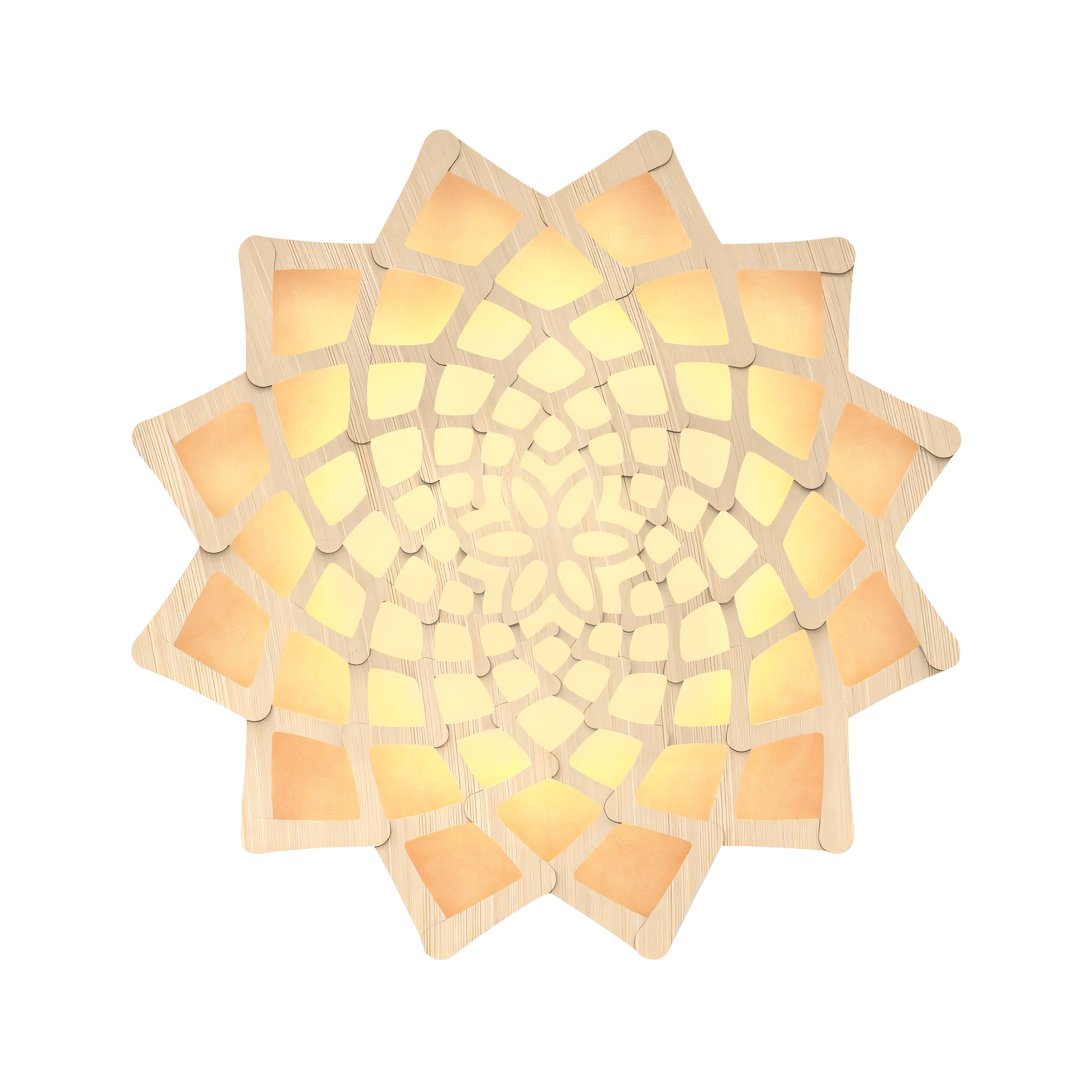 Sunflower Wall Light: Large + Bamboo + Orange