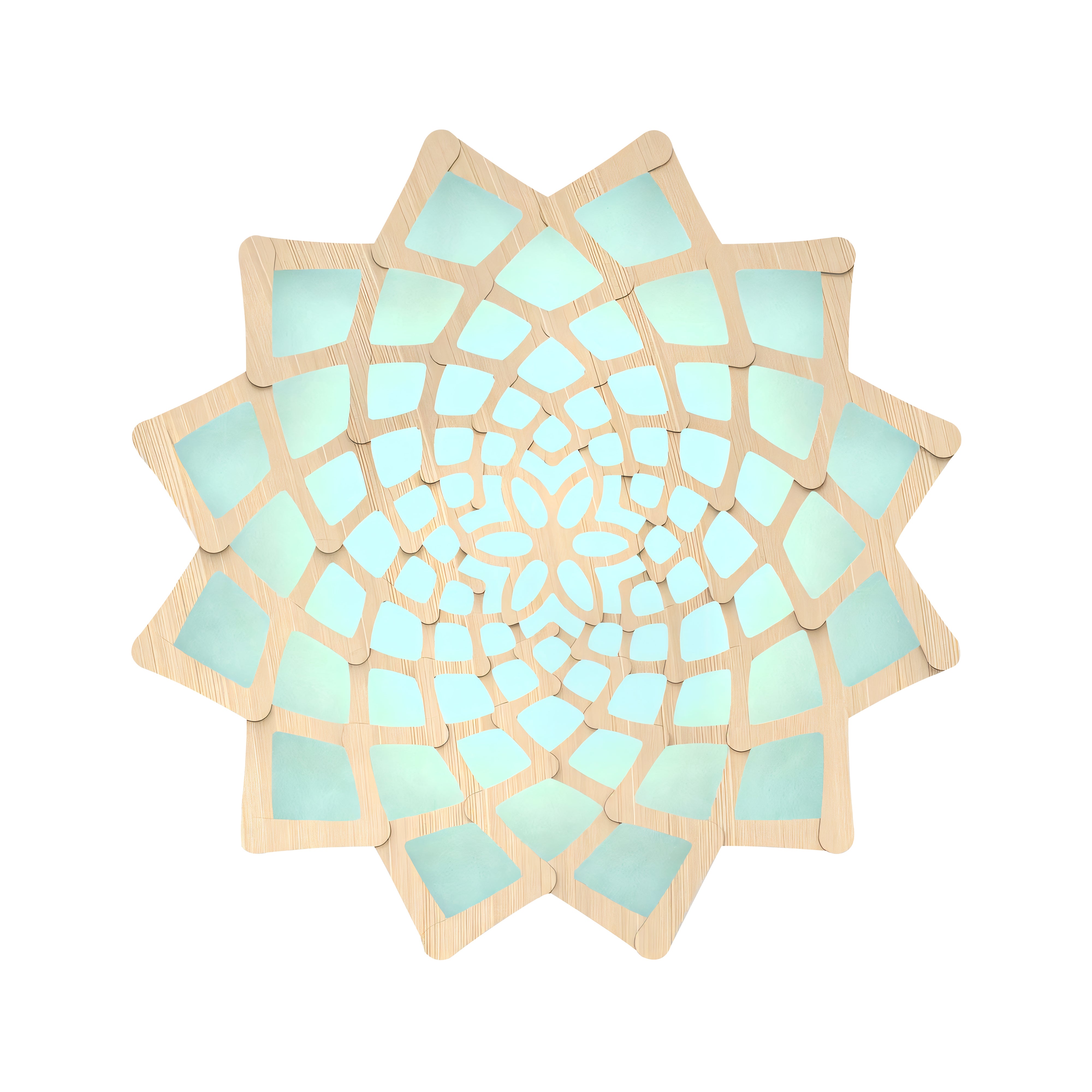 Sunflower Wall Light: Large + Bamboo + Aqua