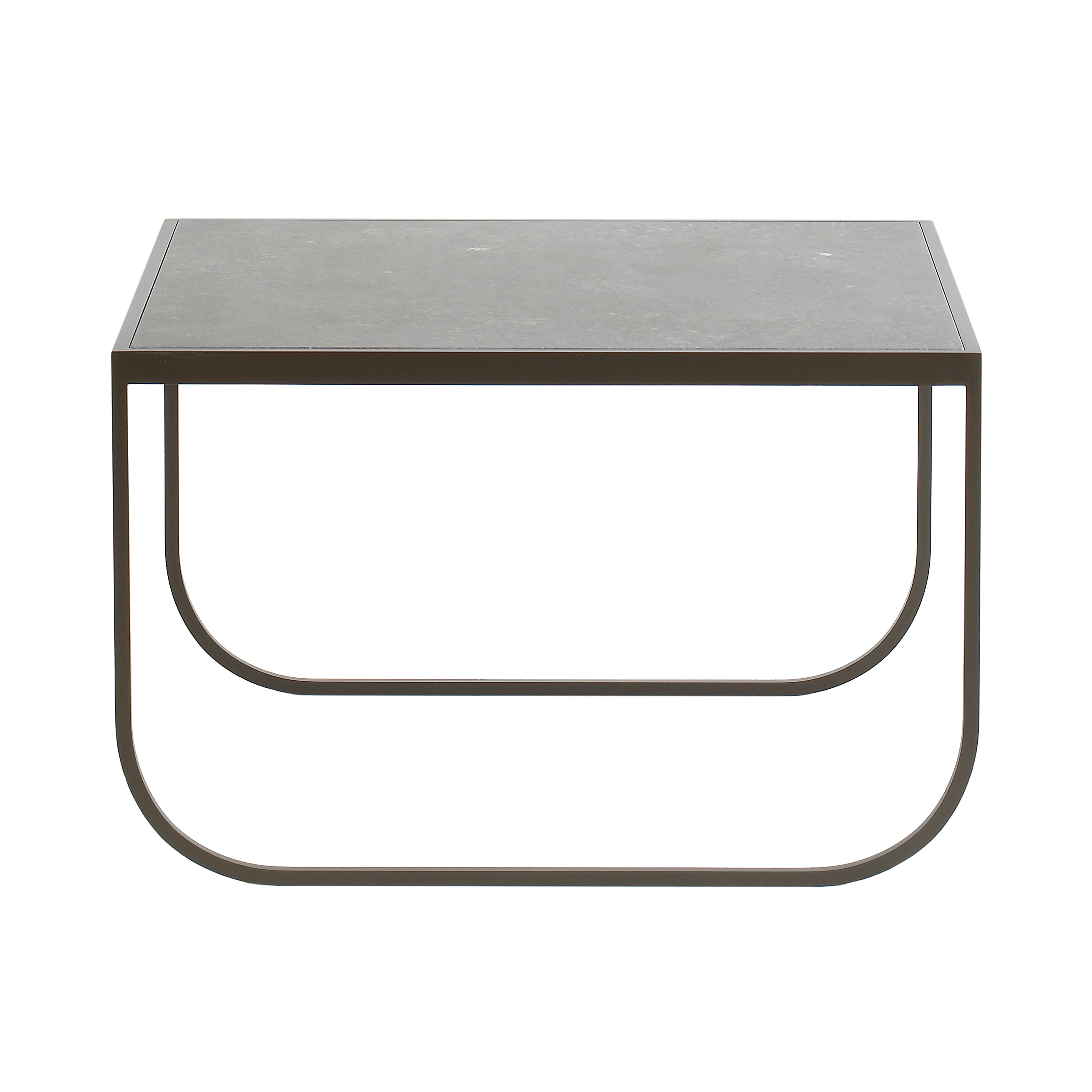 Tati Coffee Table: Square + Stone Top + High + Bronze