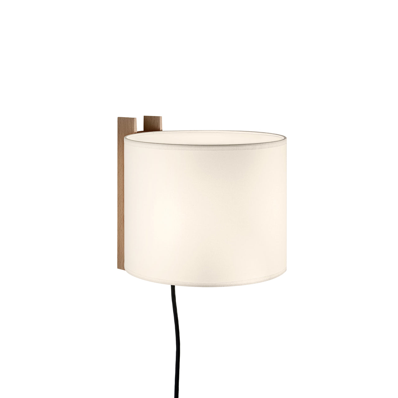TMM Wall Lamp: Short + White + Beech + With Plug