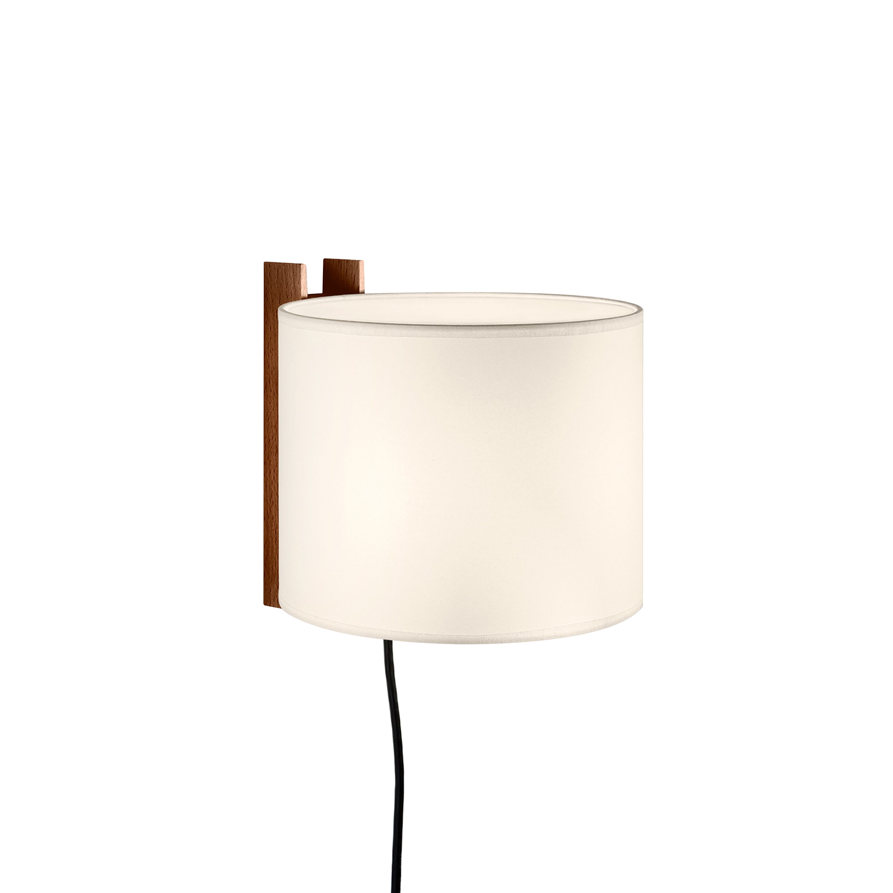 TMM Wall Lamp: Short + White + Walnut + With Plug