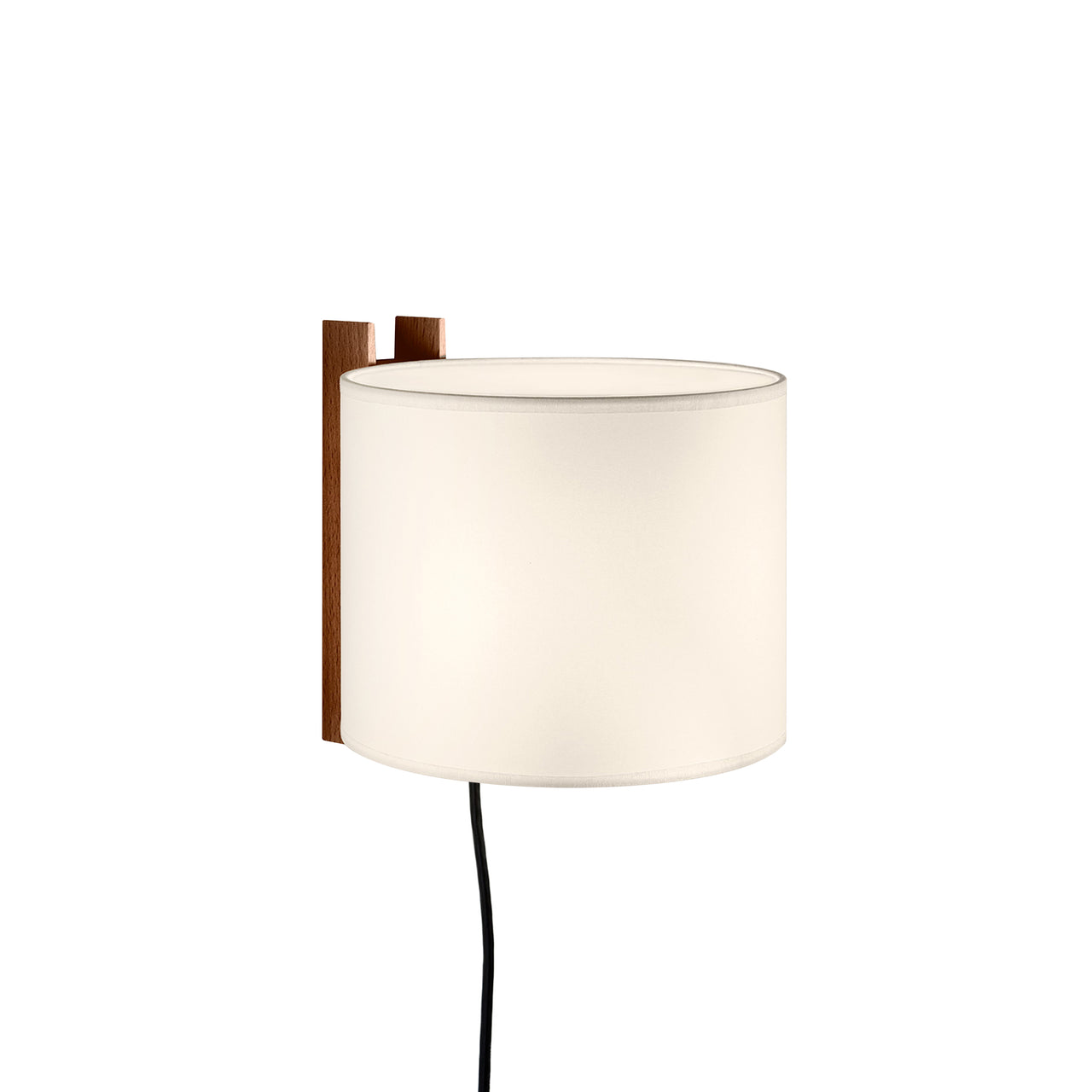 TMM Wall Lamp: Short + White + Walnut + With Plug