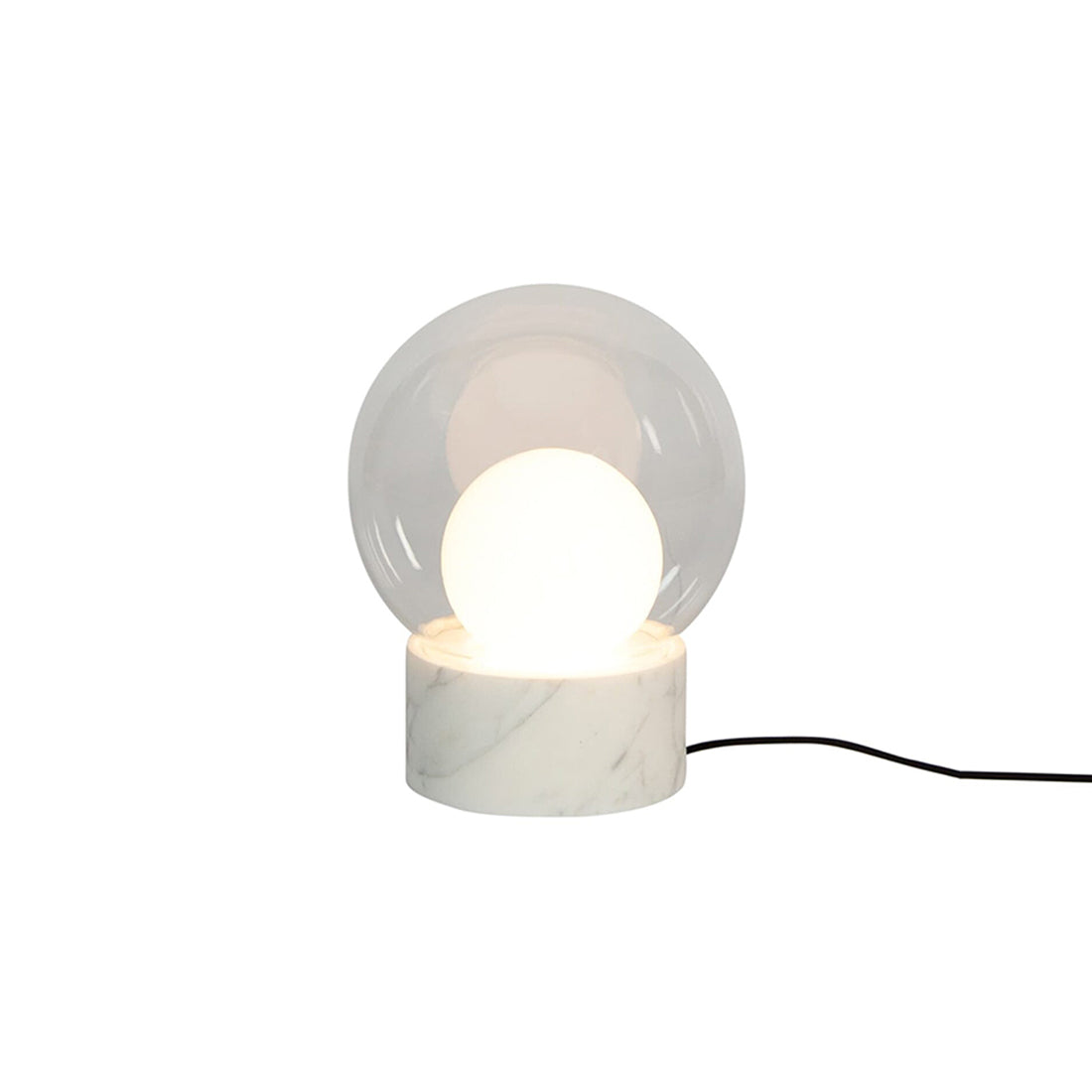Boule Table Lamp: Transparent + Opal White + Carrara White Stone
