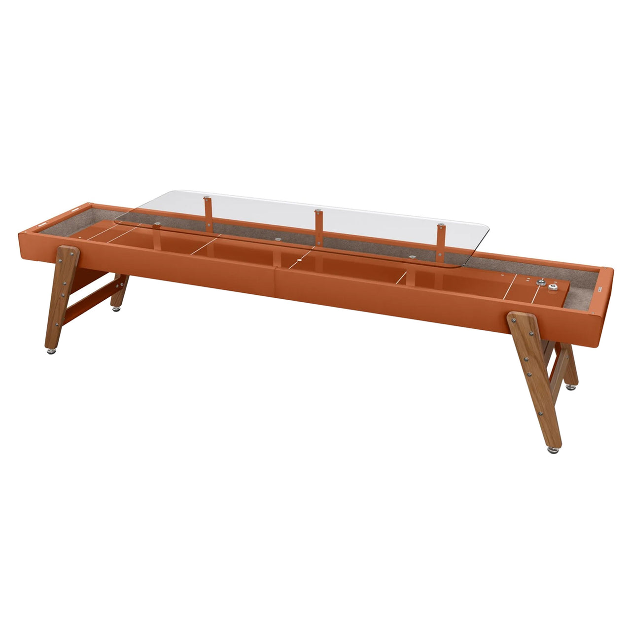 Track Dining Shuffleboard: Terracotta + Brown Lining