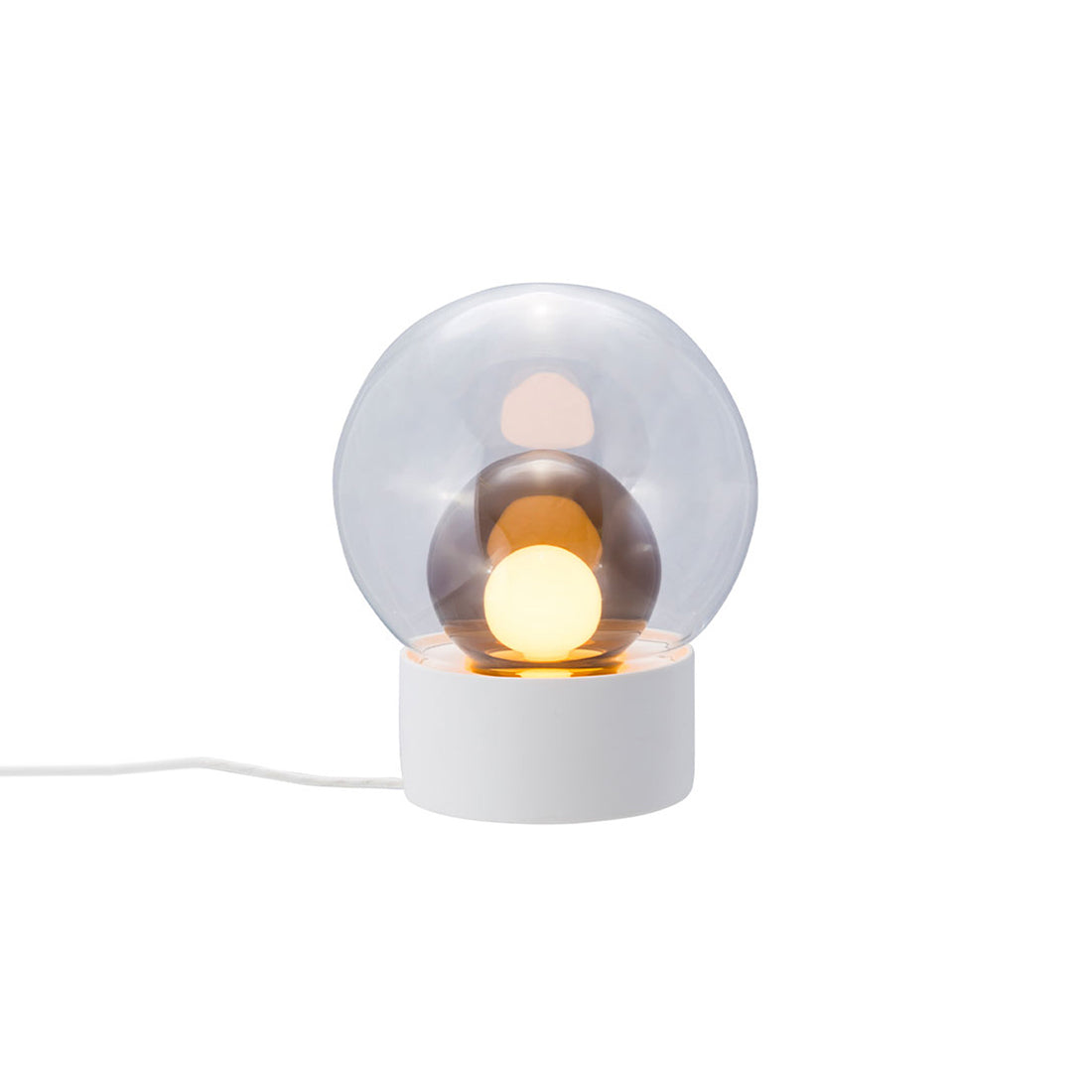 Boule Table Lamp: Transparent + Smoke Gray + White