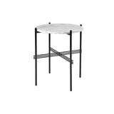 TS Round Side Table: Black + White Carrara Marble