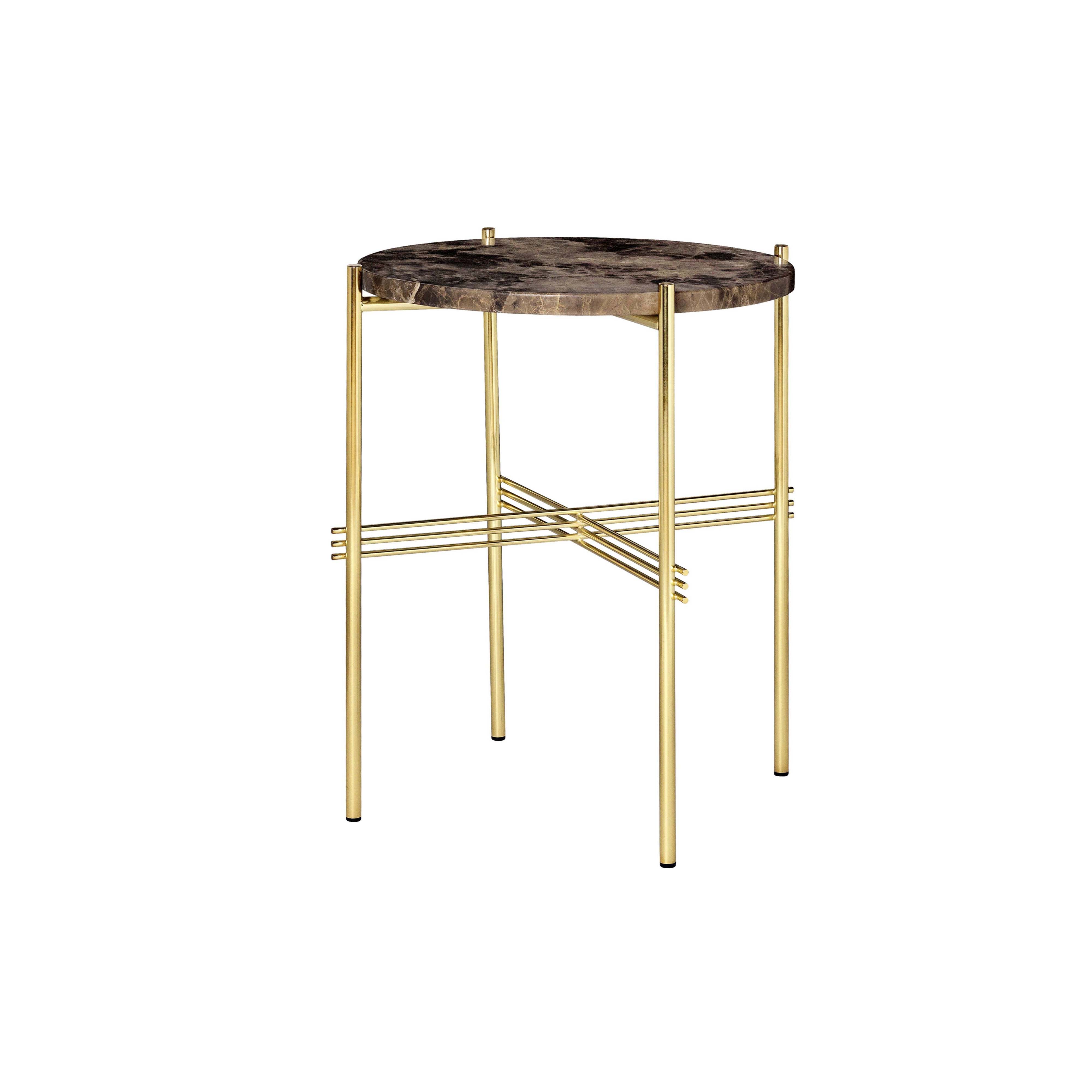 TS Round Side Table: Brass + Brown Emperador Marble