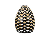 Tūī Pendant Light: Large + Black + Bamboo + White
